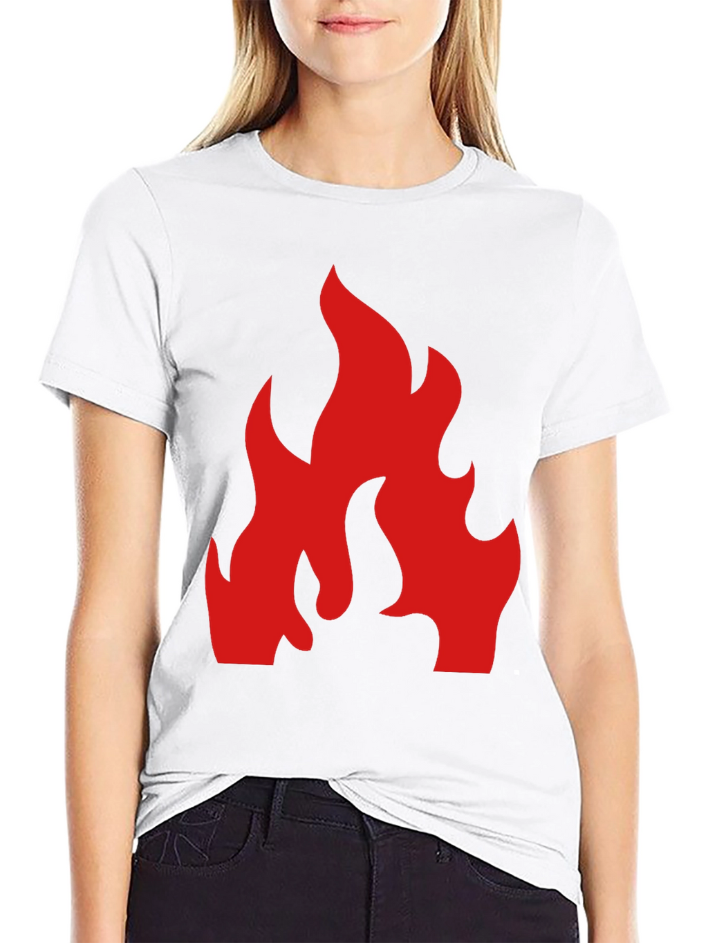 Bold Red Flame Graphic Black T-Shirt