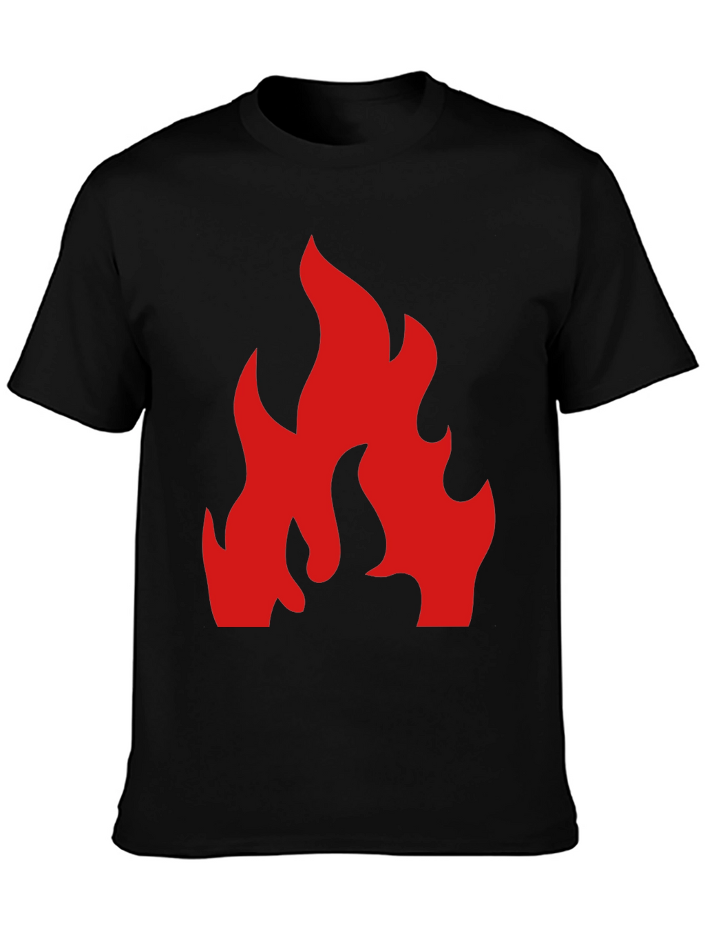 Bold Red Flame Graphic Black T-Shirt