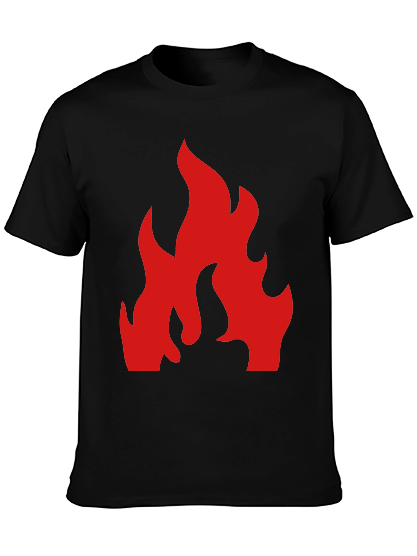 Bold Red Flame Graphic Black T-Shirt