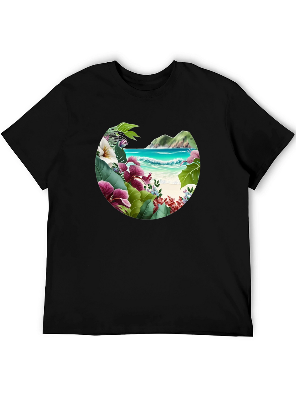 Tropical Island Floral Graphic Mens T-Shirt