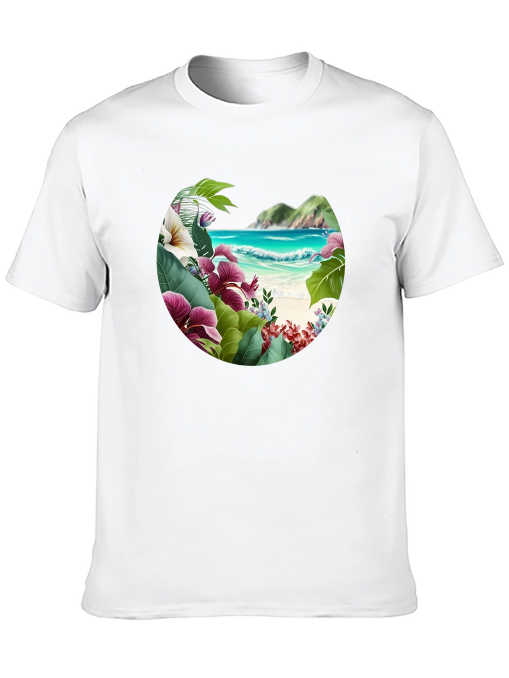 Tropical Island Floral Graphic Mens T-Shirt
