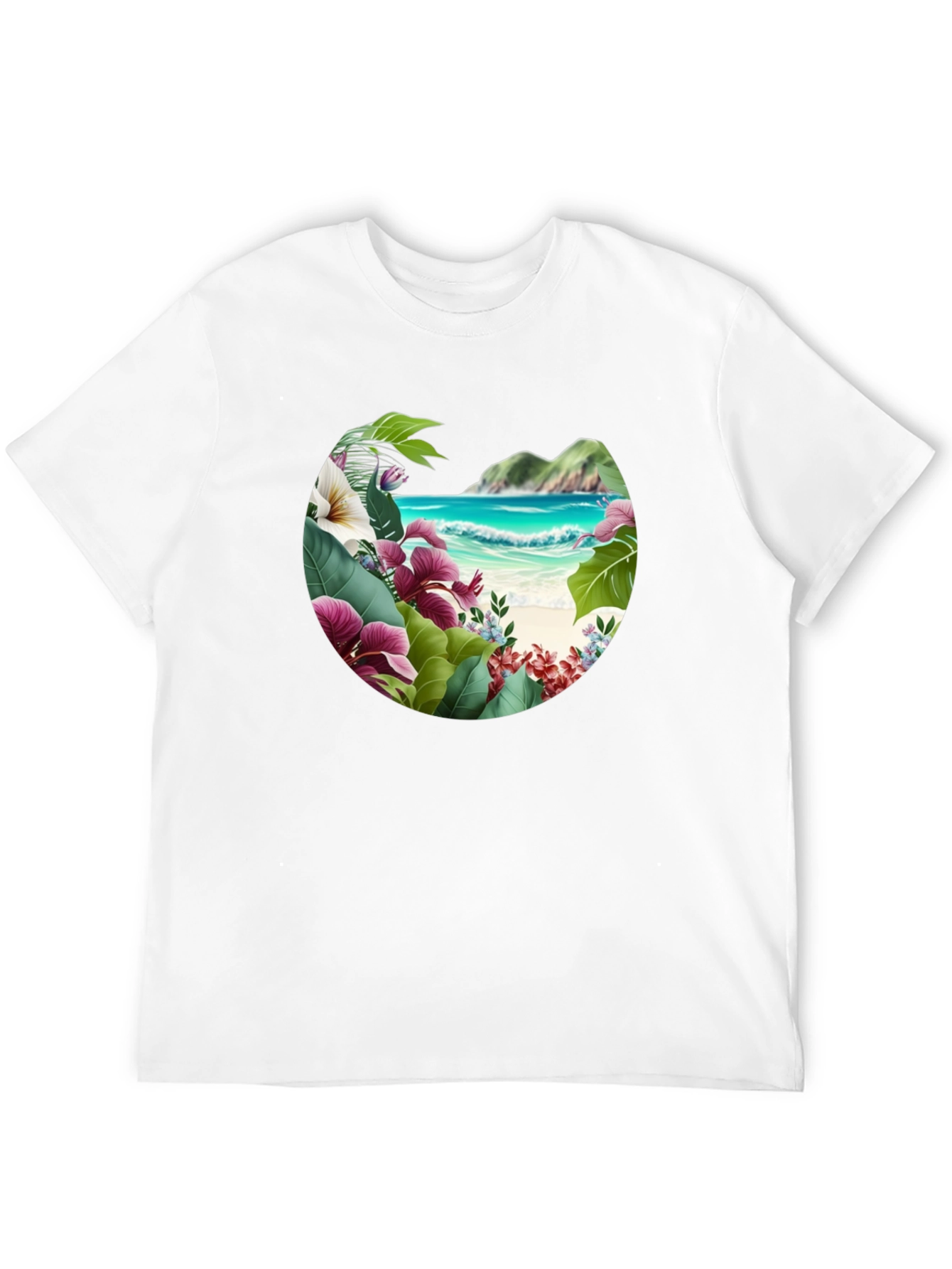 Tropical Island Floral Graphic Mens T-Shirt