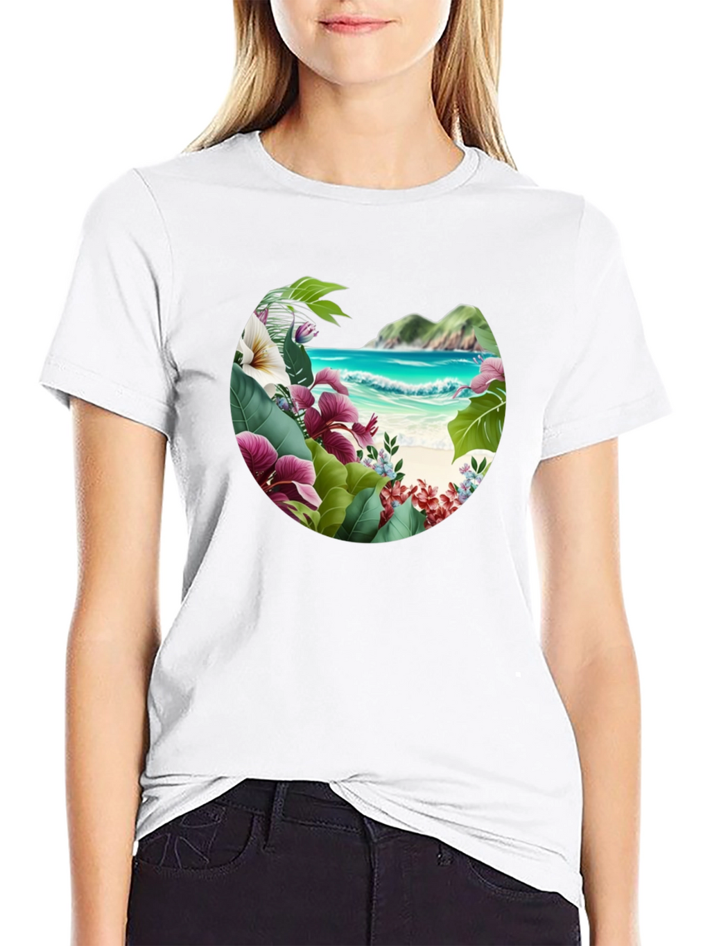 Tropical Island Floral Graphic Mens T-Shirt