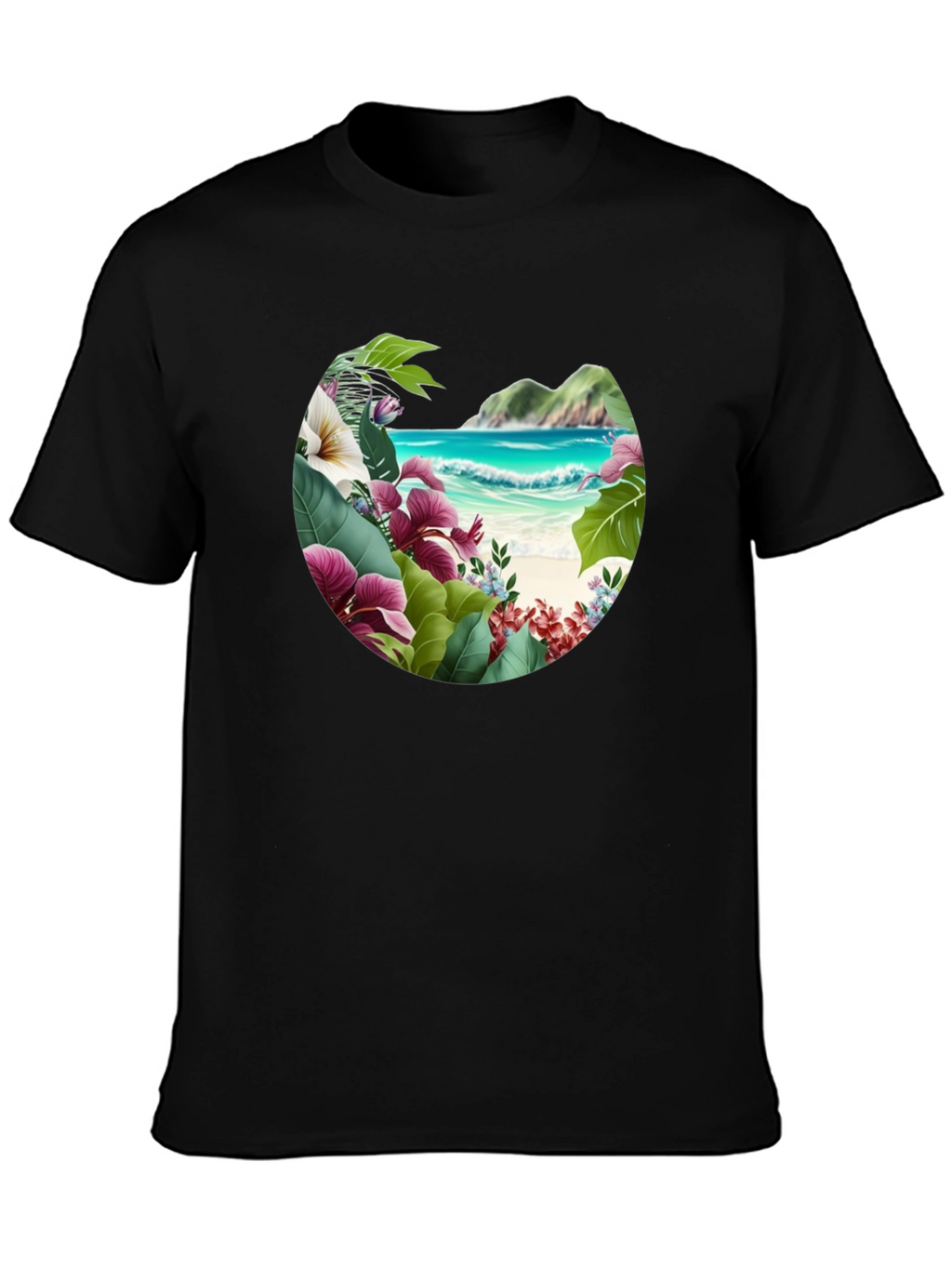 Tropical Island Floral Graphic Mens T-Shirt
