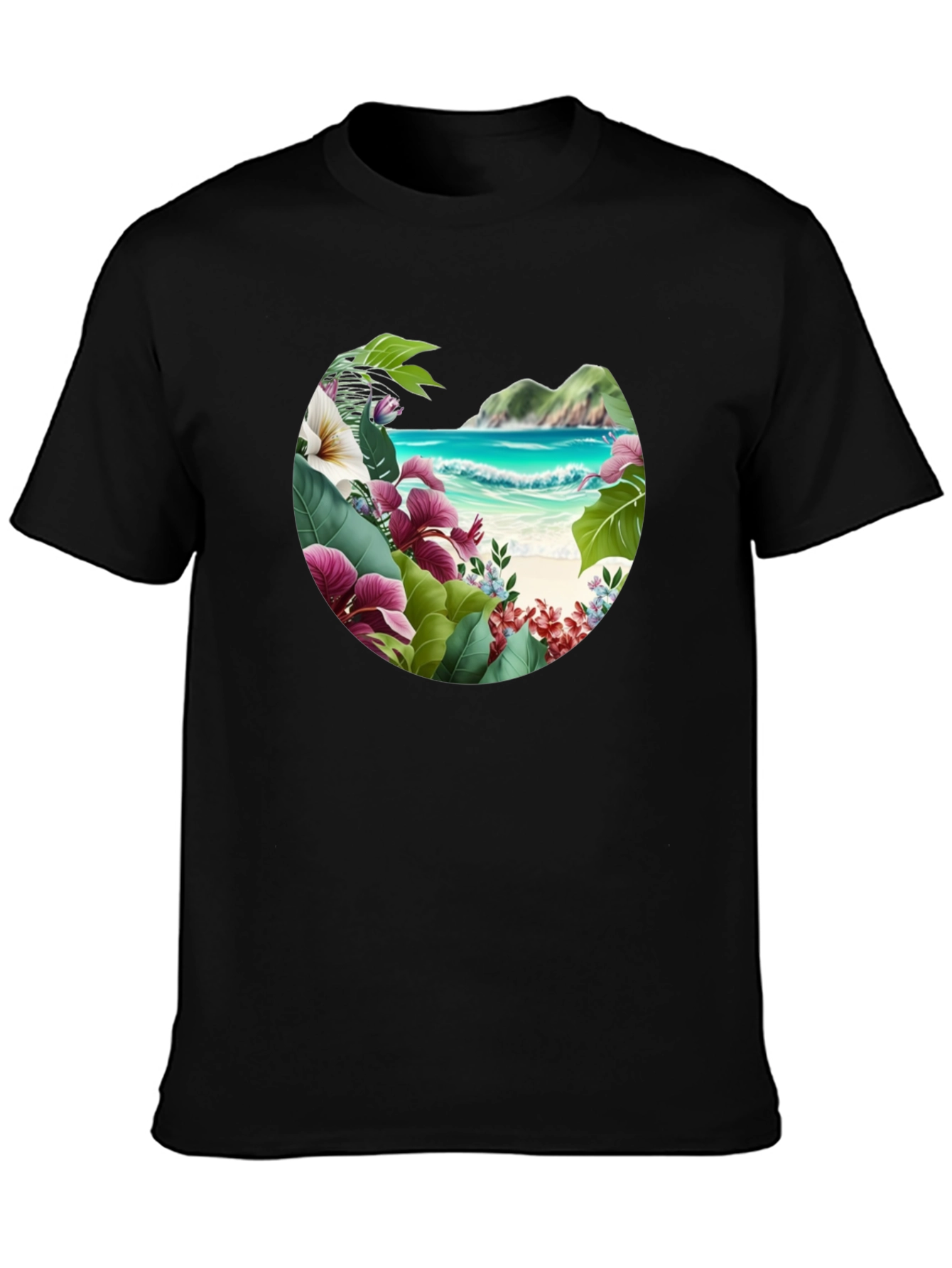 Tropical Island Floral Graphic Mens T-Shirt