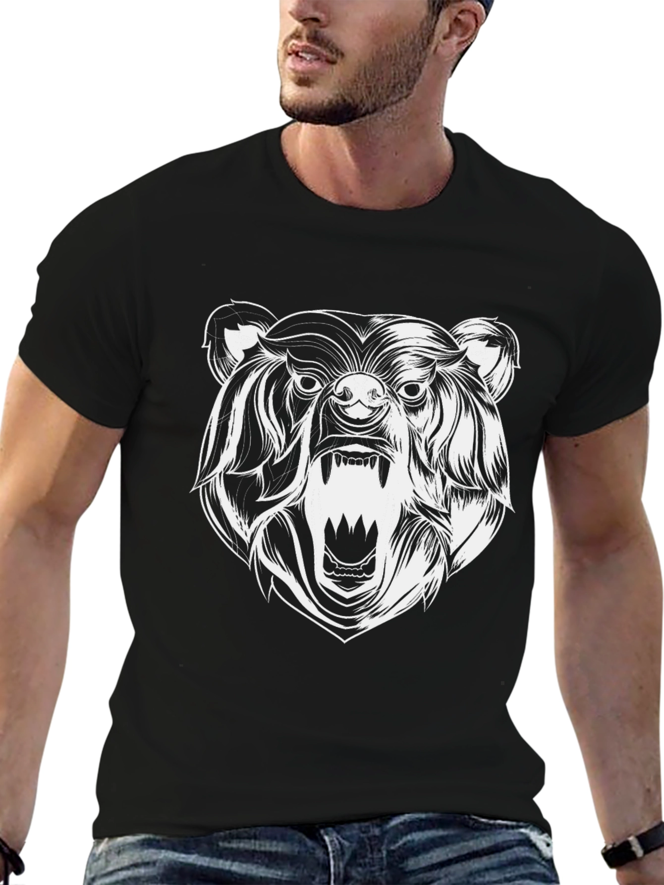 Black Bear Graphic Tee - Mens Crew Neck T-Shirt