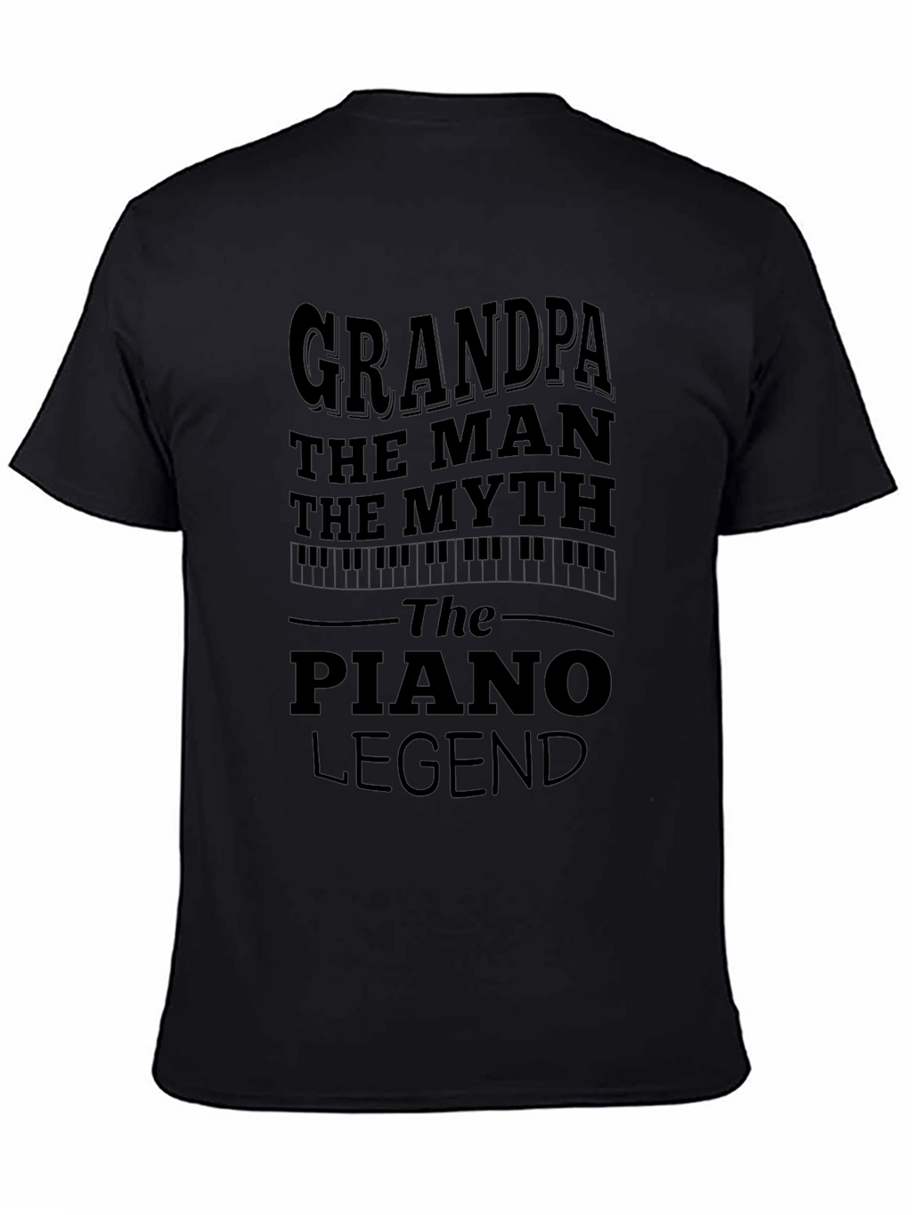 Grandpa Piano Legend Black Graphic T-Shirt
