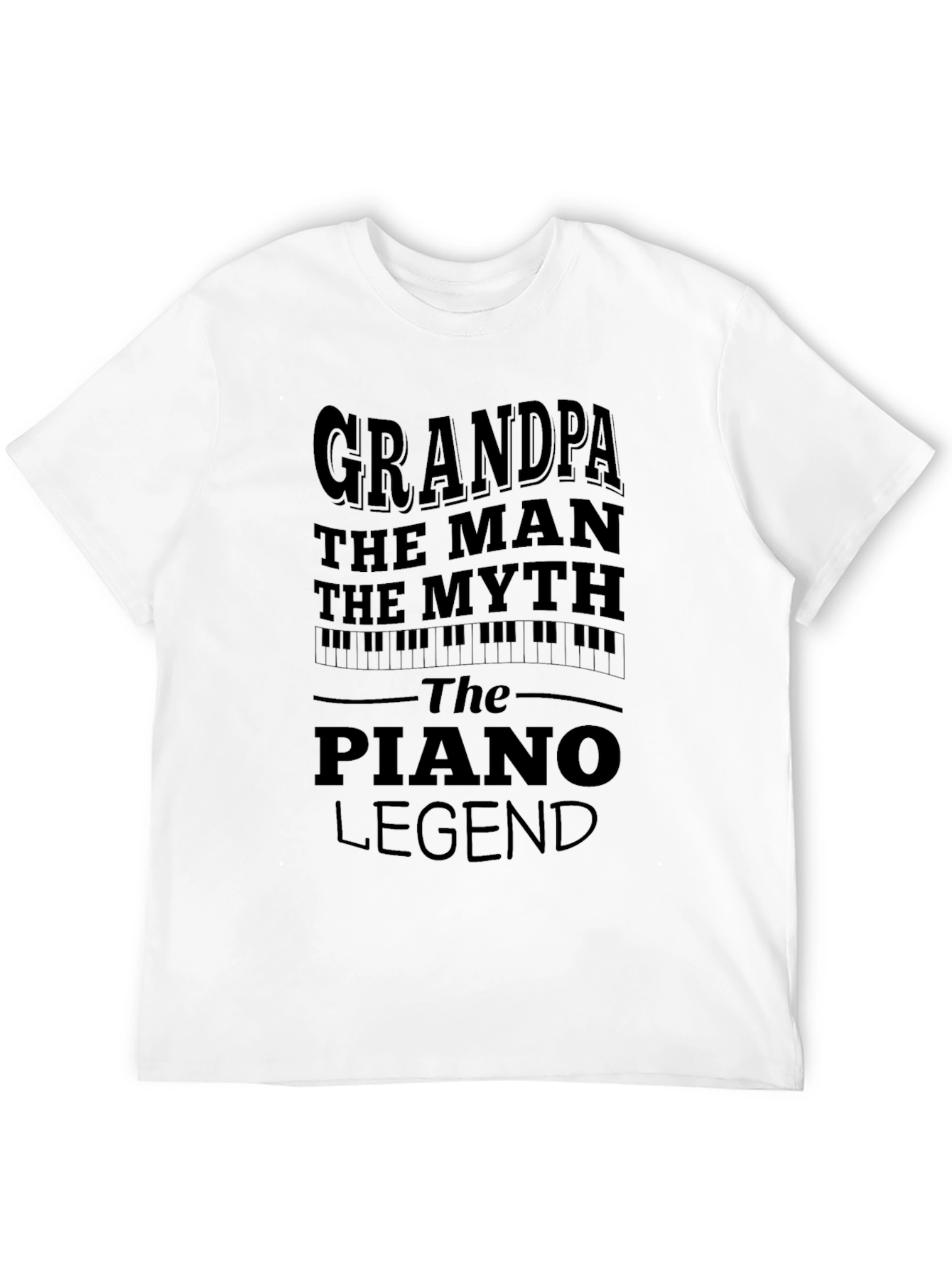Grandpa Piano Legend Black Graphic T-Shirt