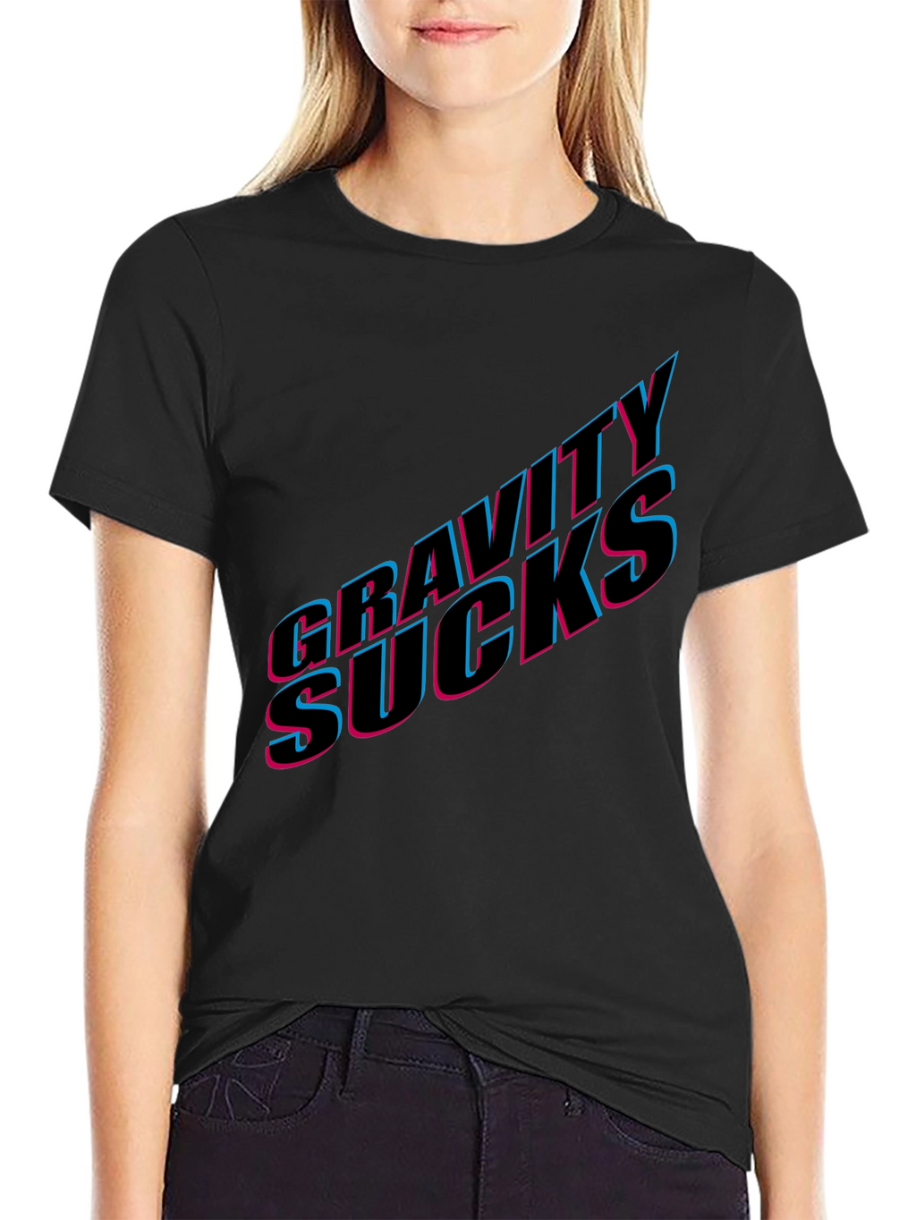 Gravity Sucks Graphic Tee - Black Casual T-Shirt