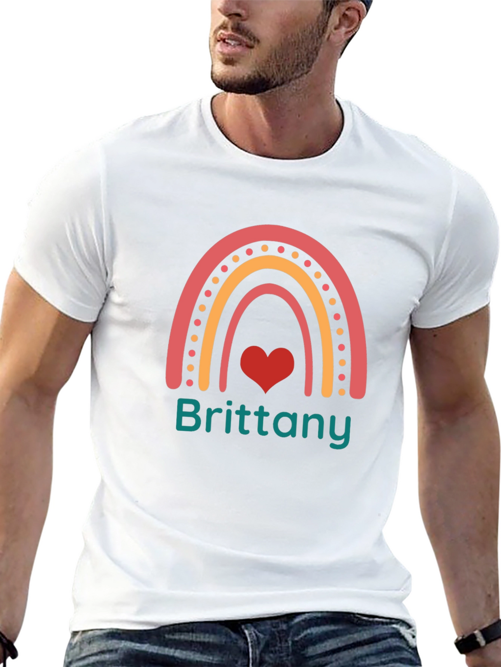 Brittany Rainbow Heart Personalized T-Shirt