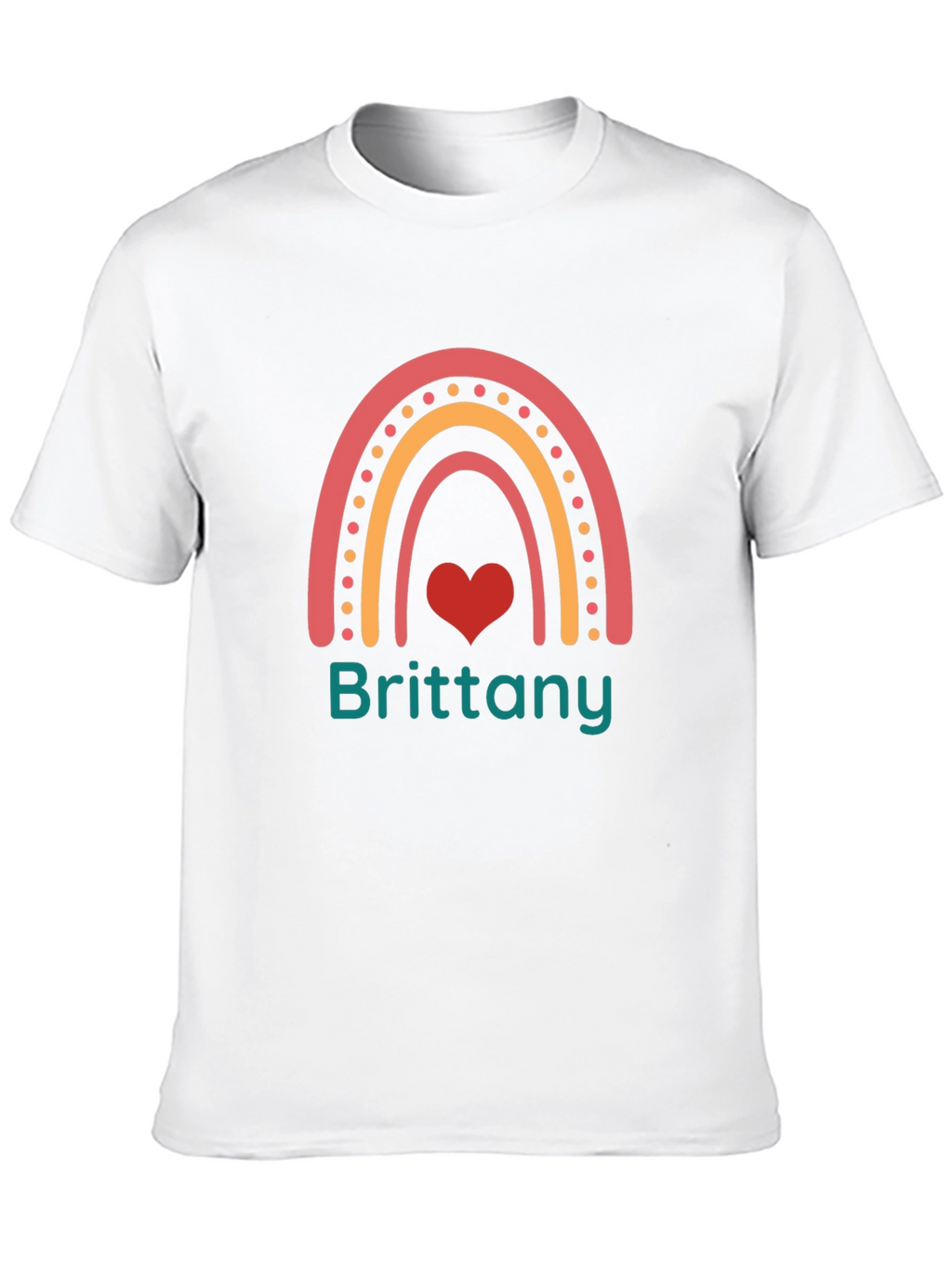 Brittany Rainbow Heart Personalized T-Shirt