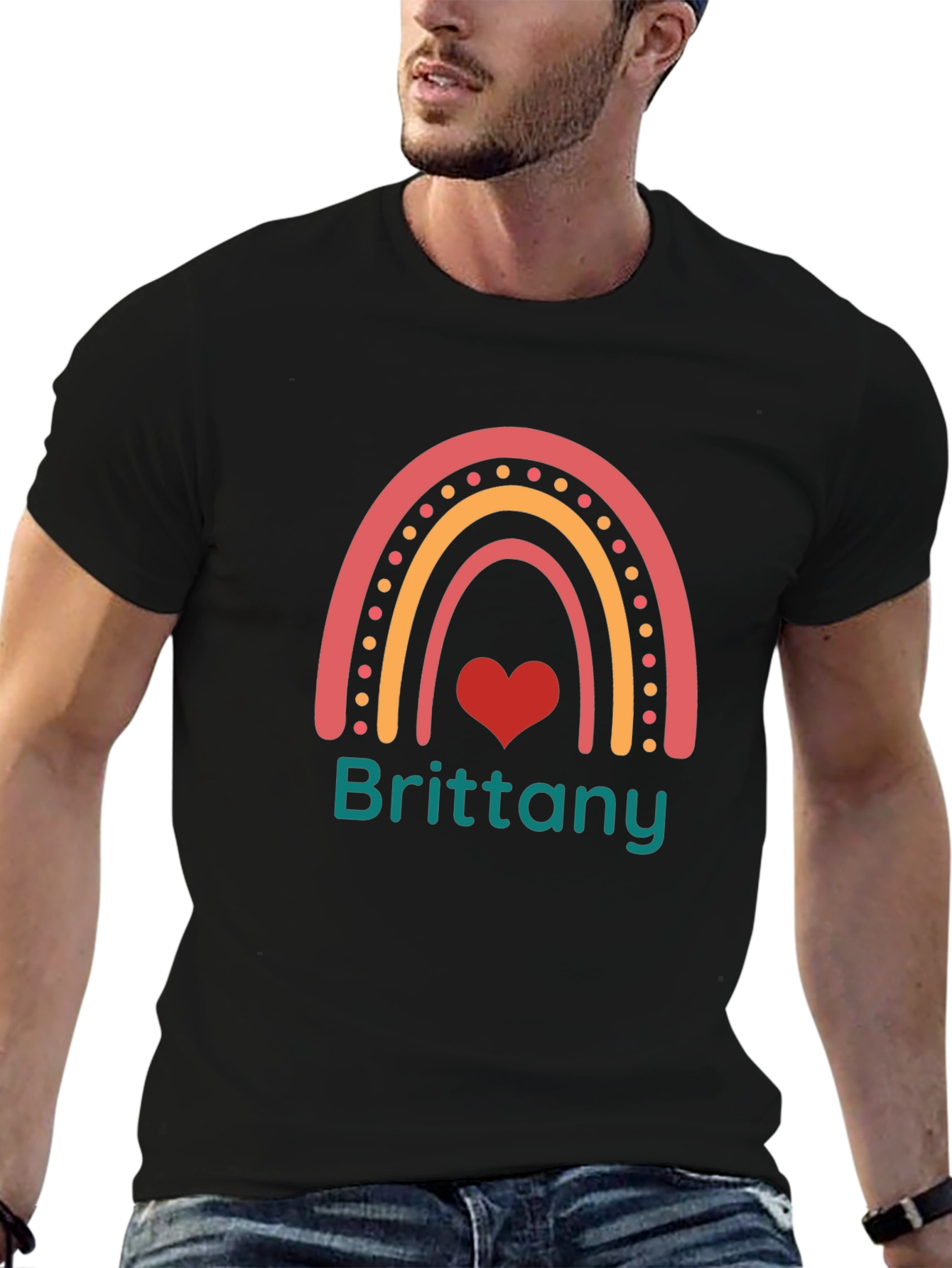 Brittany Rainbow Heart Personalized T-Shirt