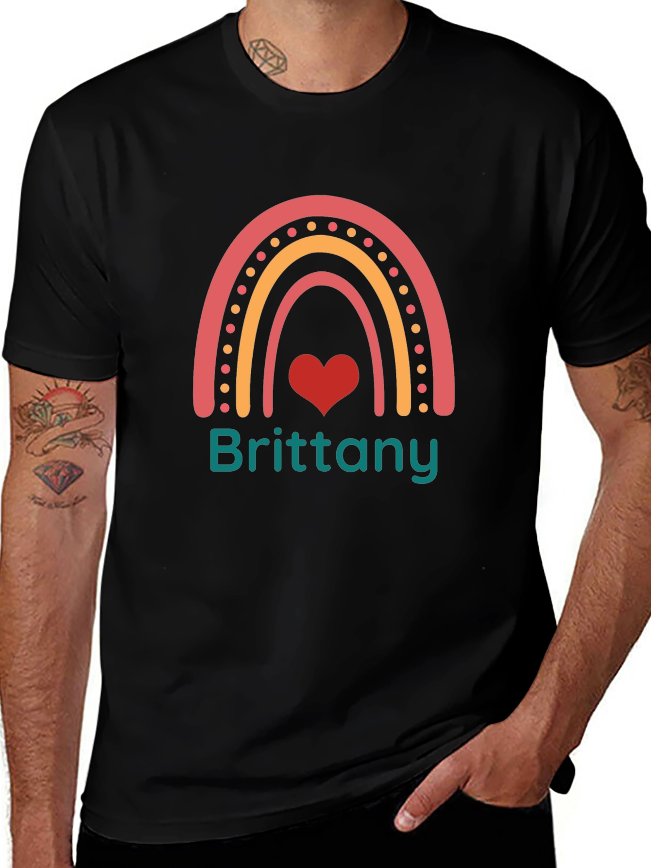 Brittany Rainbow Heart Personalized T-Shirt