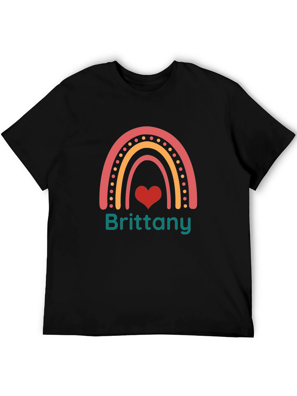 Brittany Rainbow Heart Personalized T-Shirt