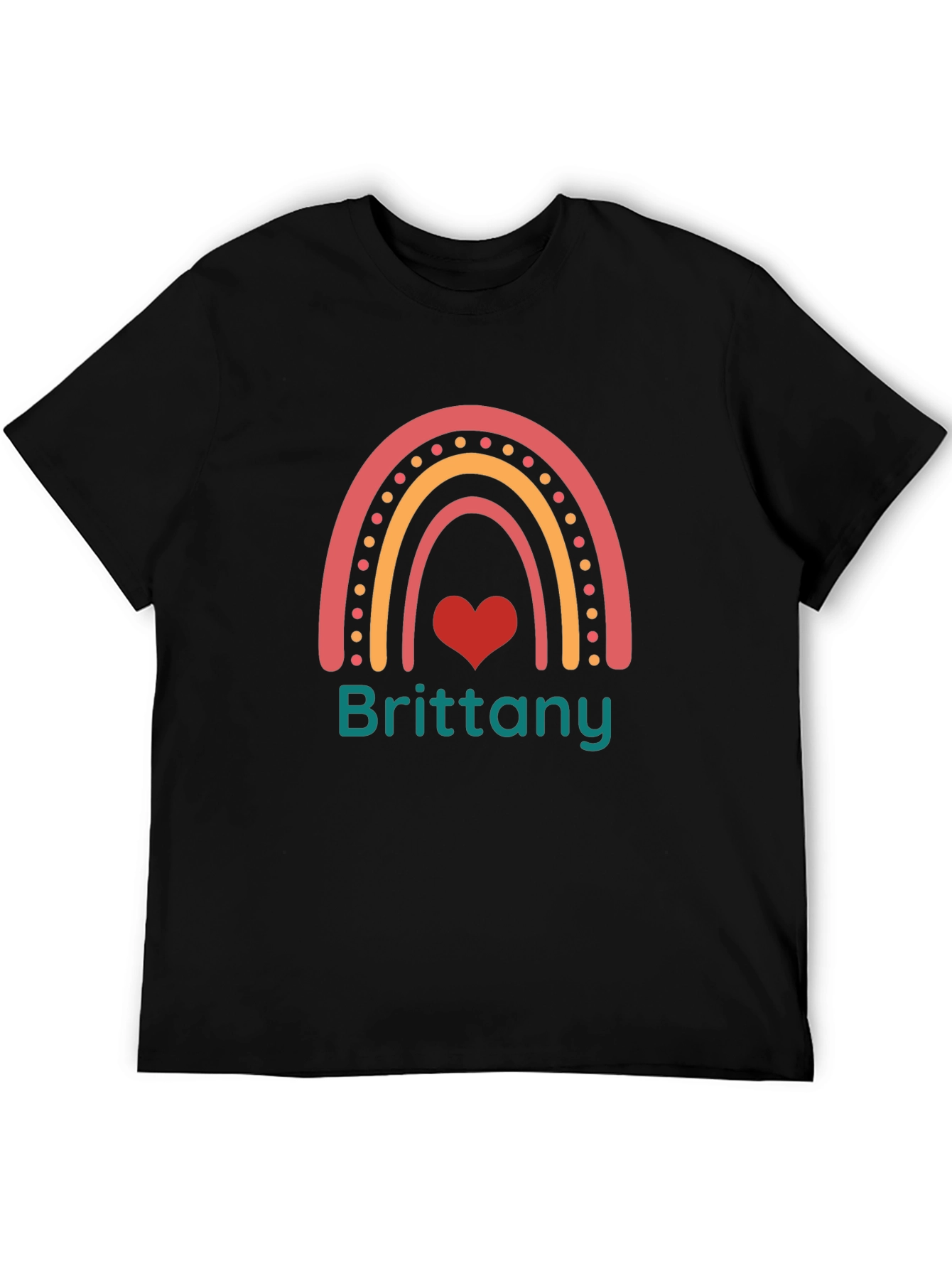 Brittany Rainbow Heart Personalized T-Shirt