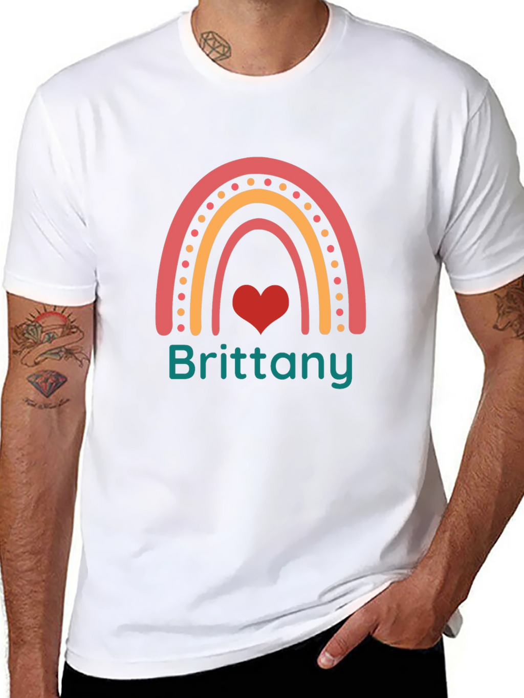 Brittany Rainbow Heart Personalized T-Shirt
