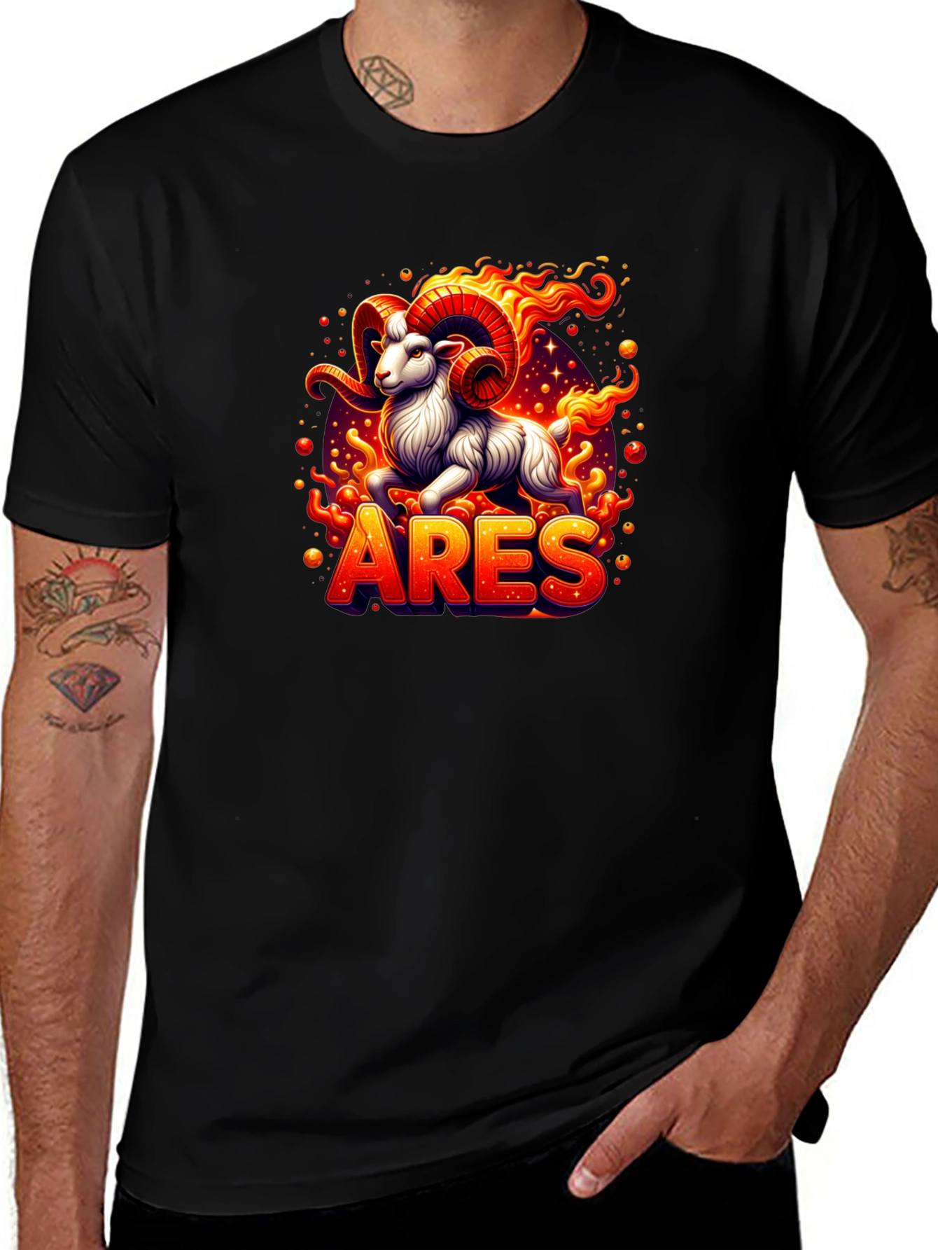 Aries Zodiac Graphic Tee - Fiery Ram Design