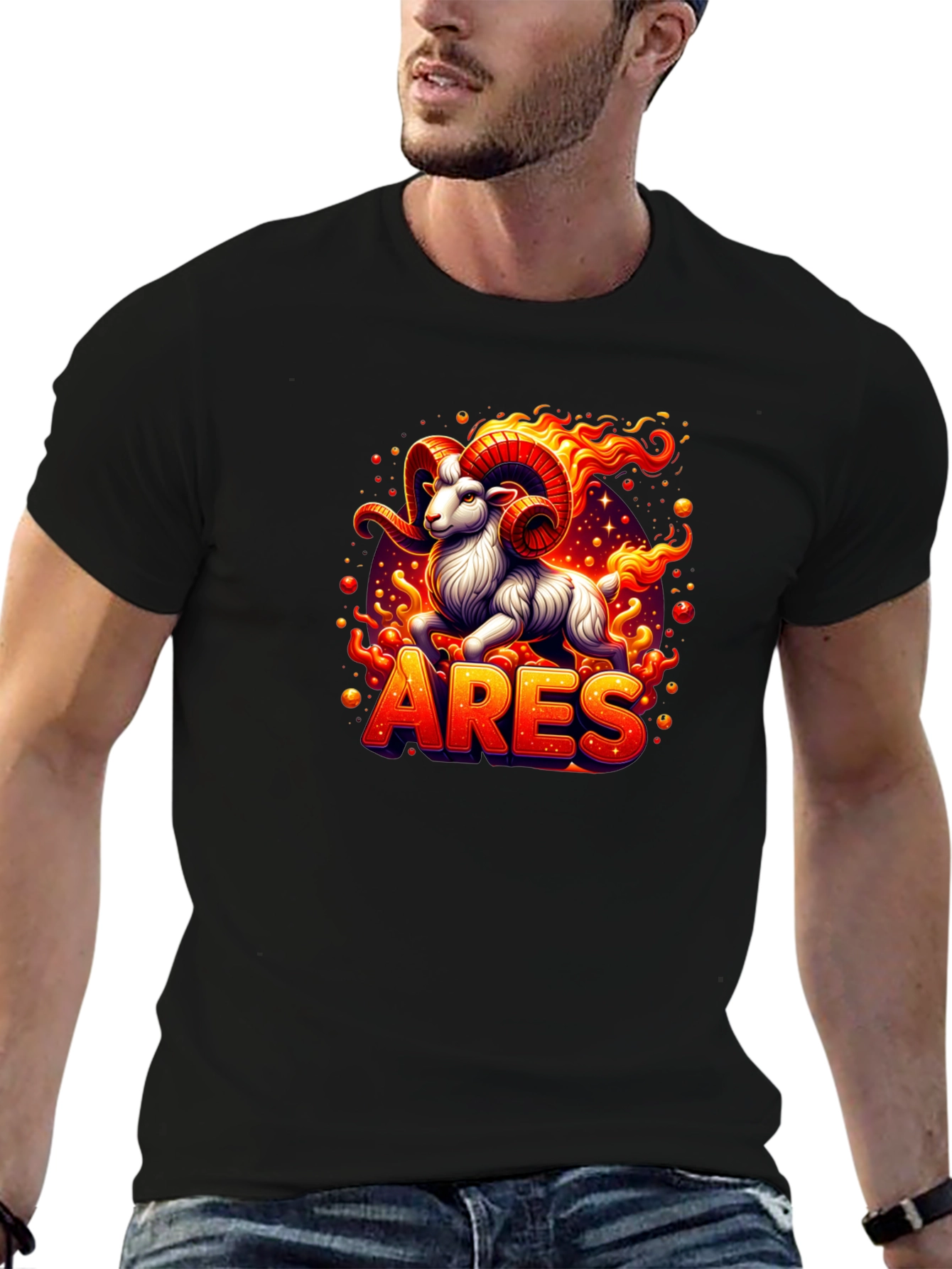 Aries Zodiac Graphic Tee - Fiery Ram Design