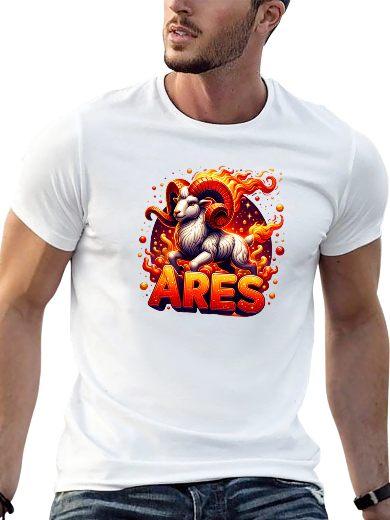 Aries Zodiac Graphic Tee - Fiery Ram Design