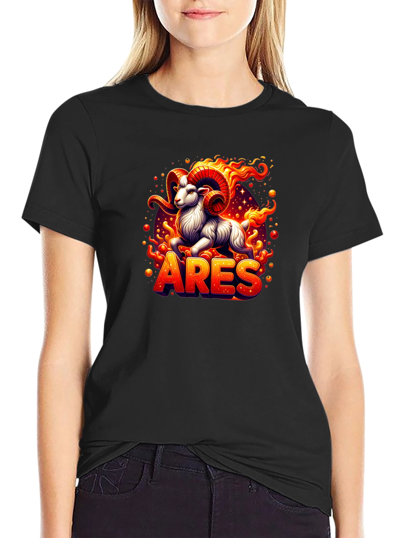 Aries Zodiac Graphic Tee - Fiery Ram Design