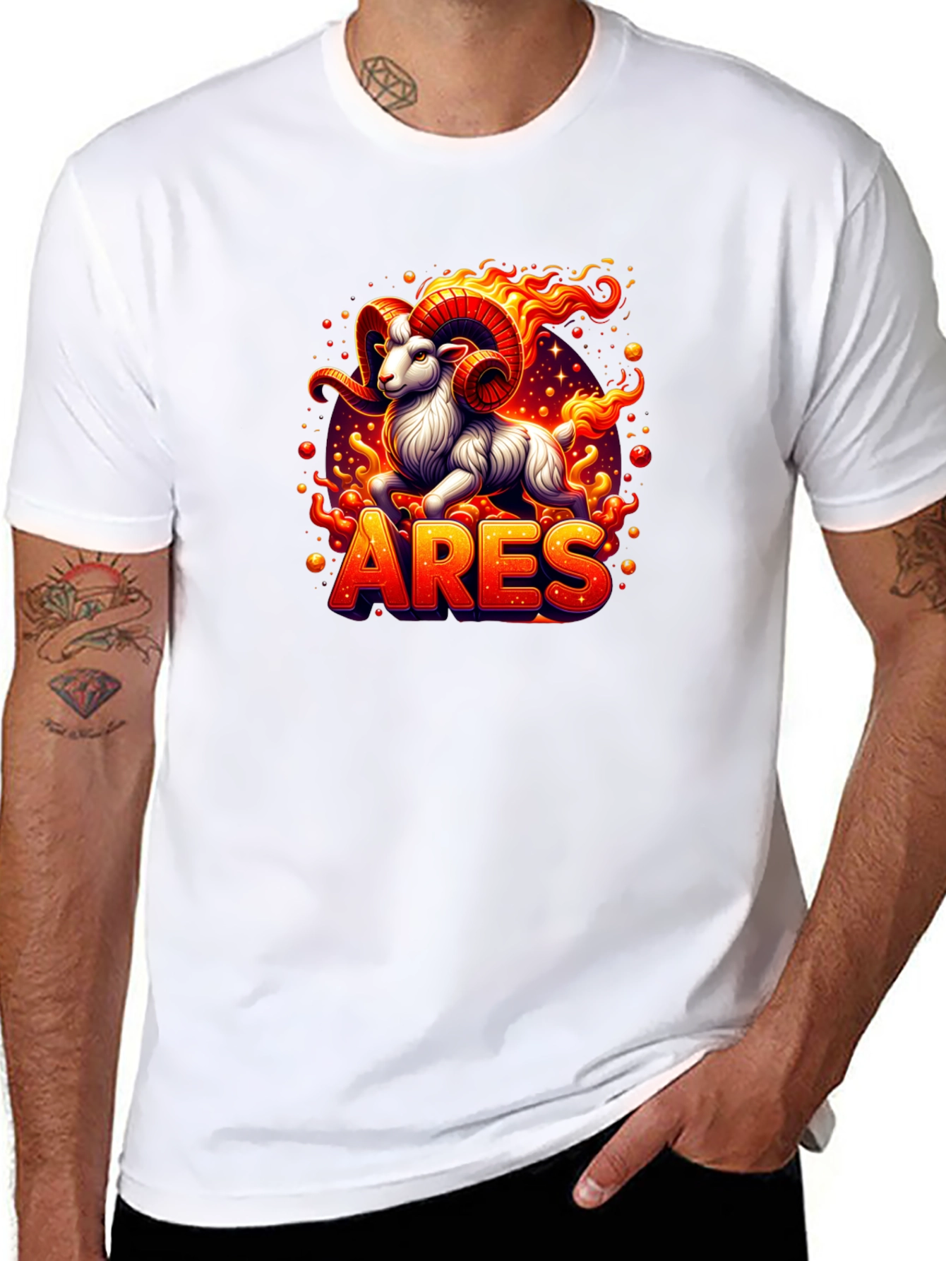 Aries Zodiac Graphic Tee - Fiery Ram Design