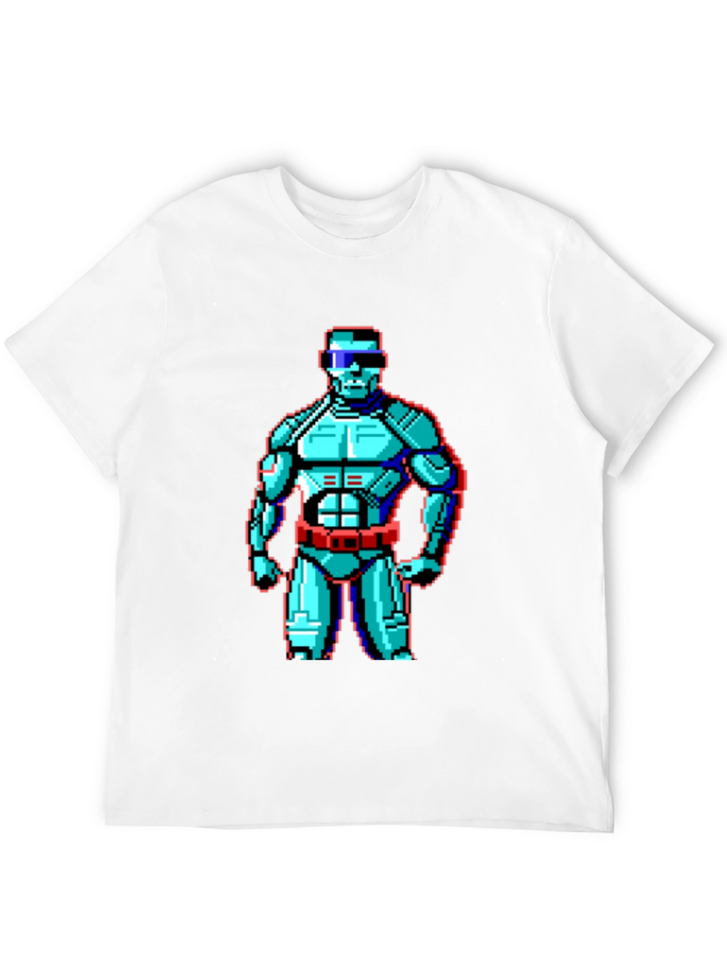 Retro Pixel Robot Graphic T-Shirt - Black