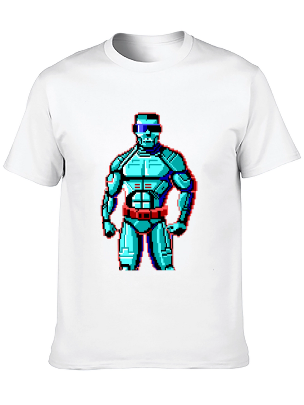 Retro Pixel Robot Graphic T-Shirt - Black