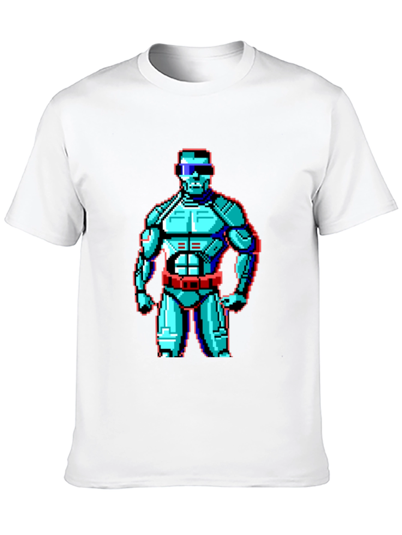Retro Pixel Robot Graphic T-Shirt - Black