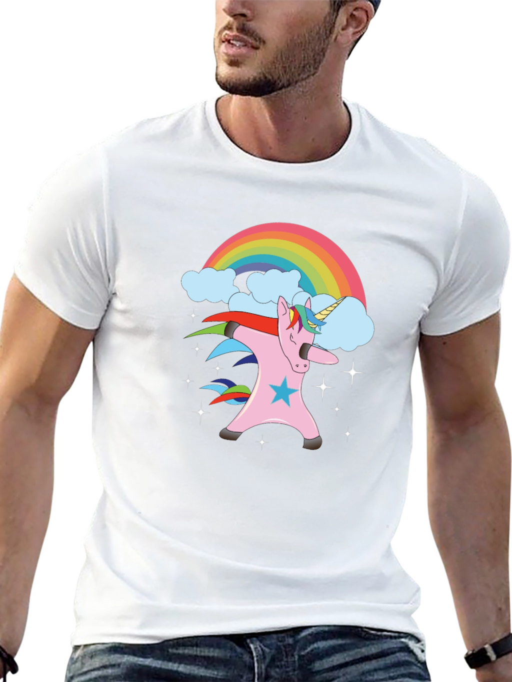 Dabbing Unicorn Rainbow Graphic Tee