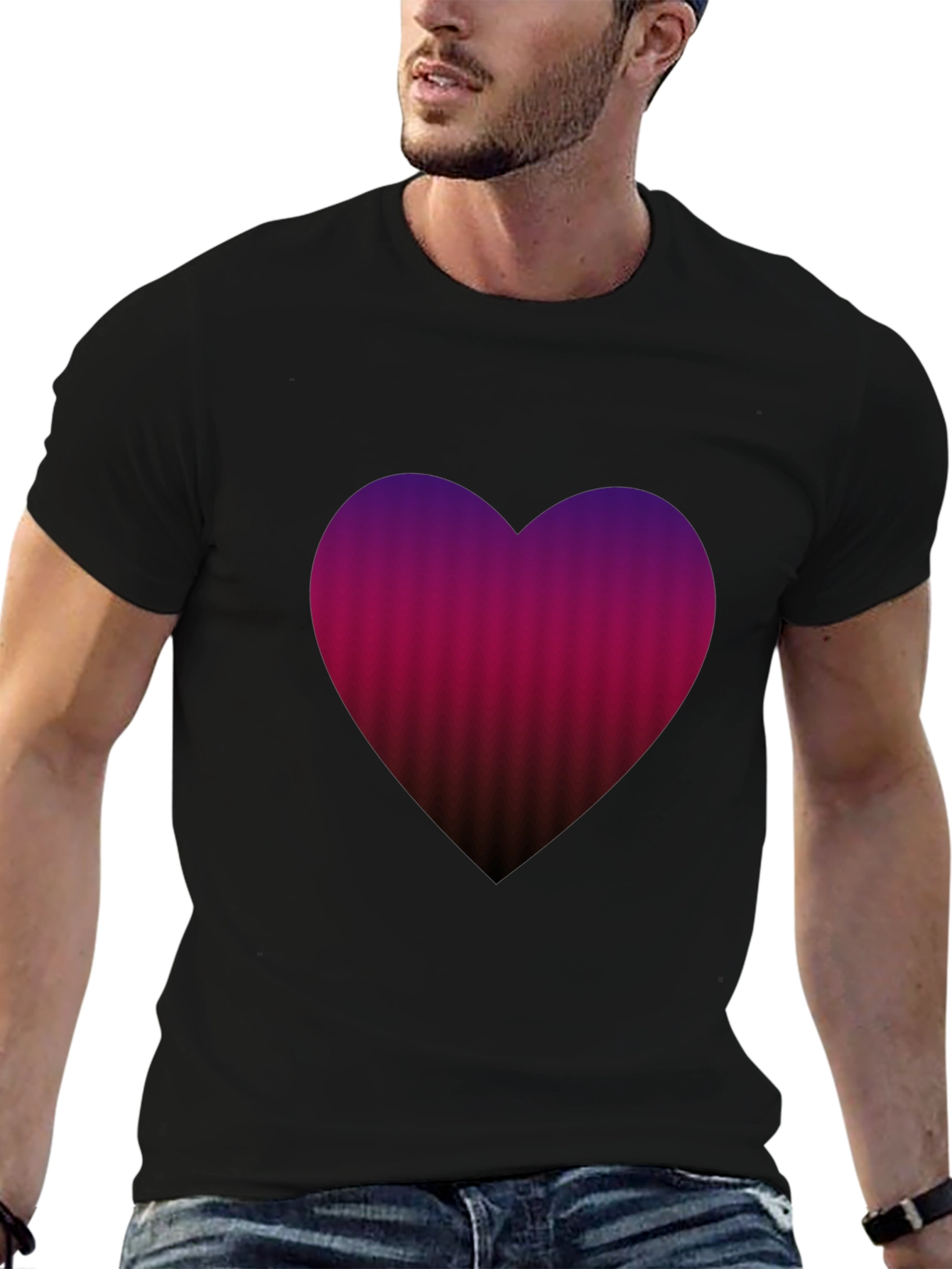 Heart Gradient Mens Tee - Soft Cotton Blend