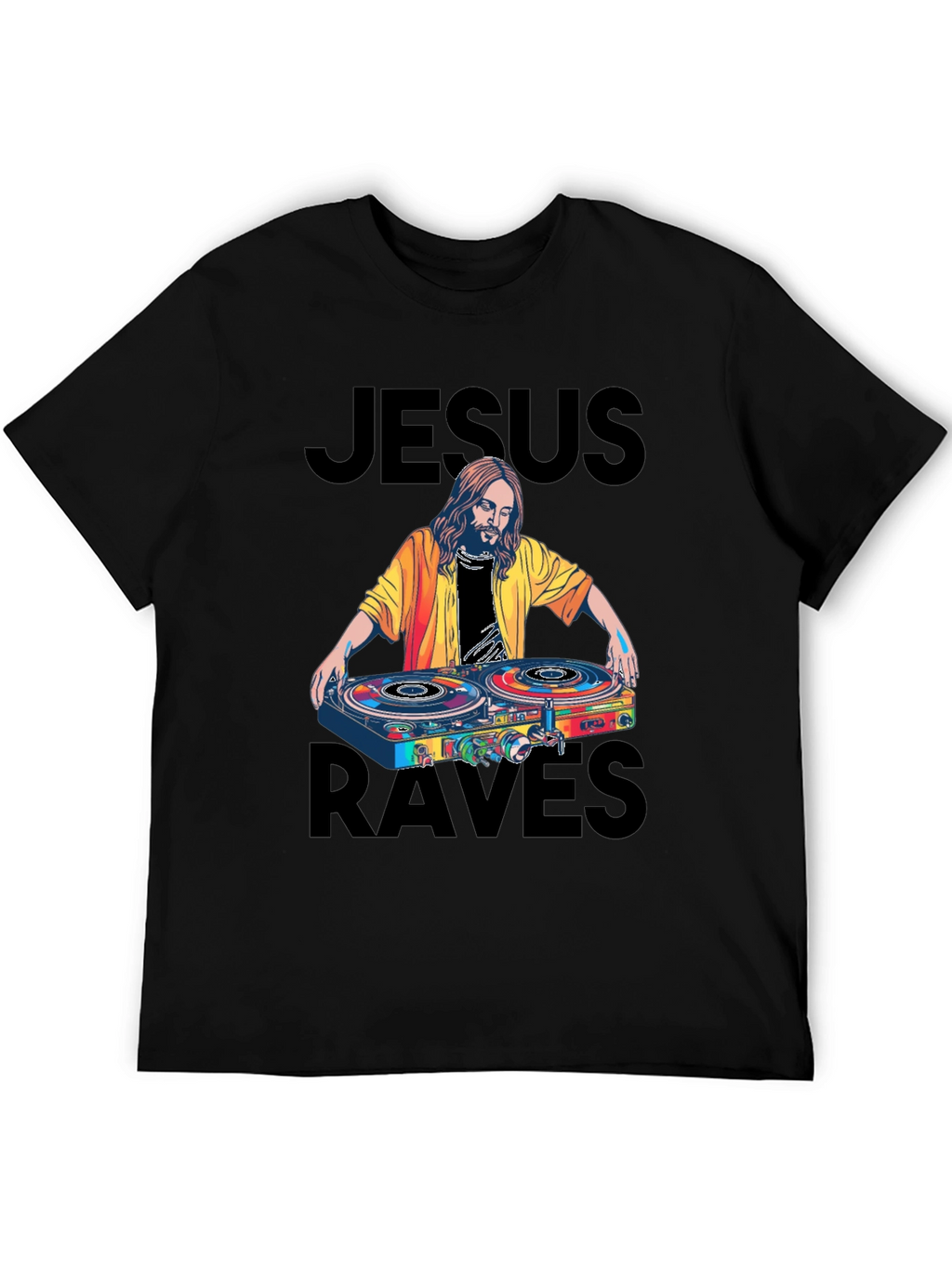 Jesus Raves Black Graphic Tee