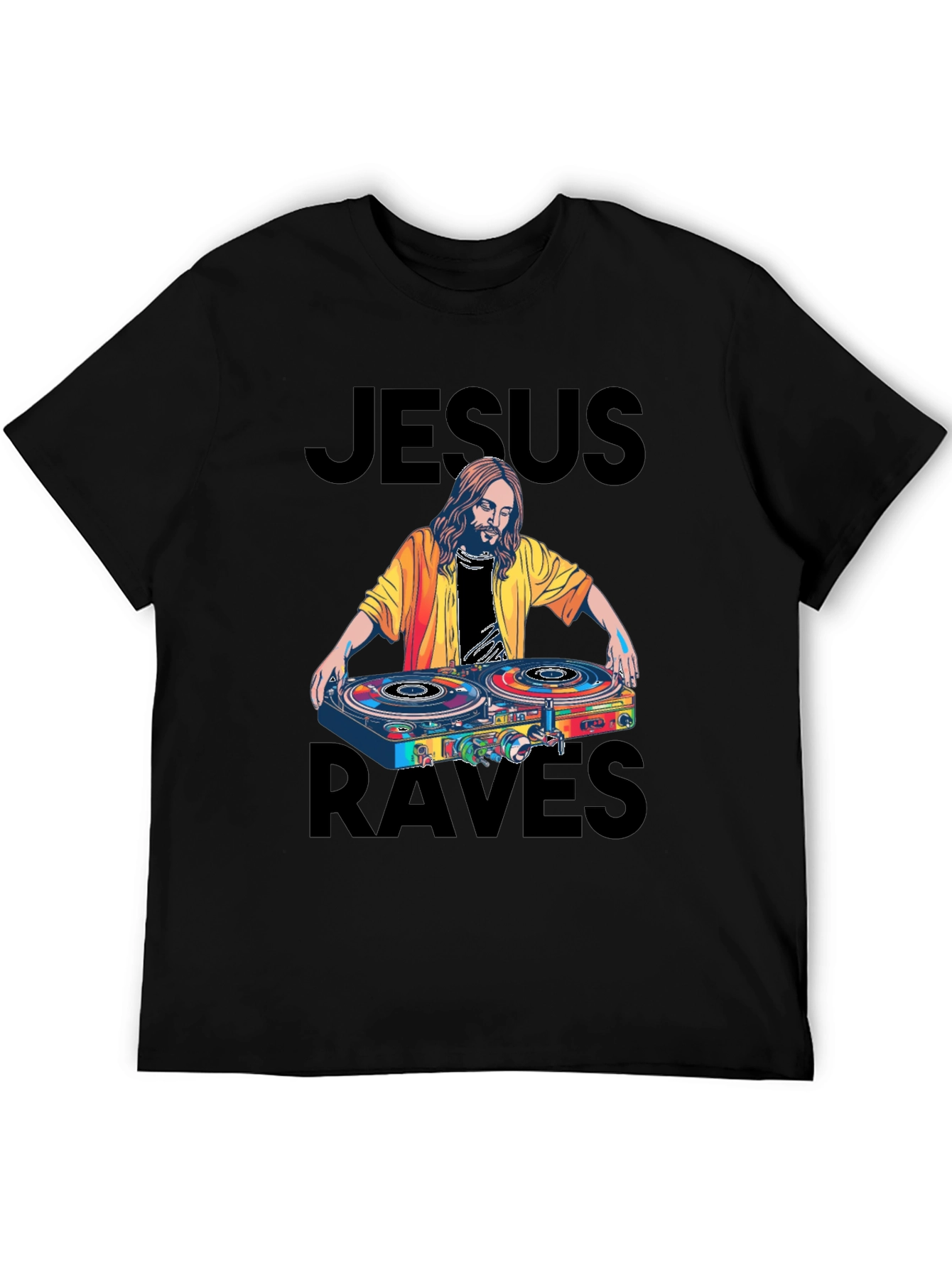 Jesus Raves Black Graphic Tee