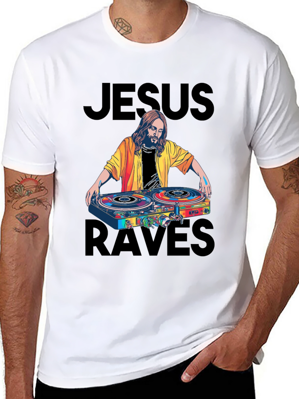 Jesus Raves Black Graphic Tee