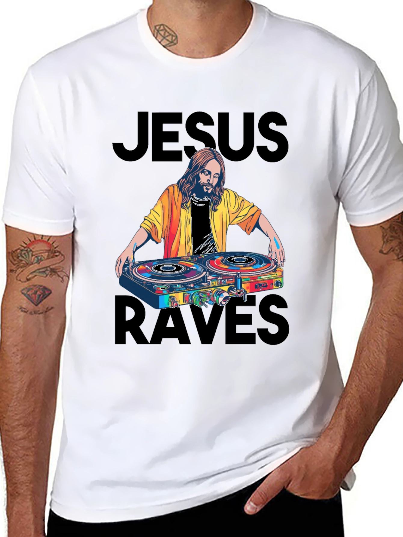 Jesus Raves Black Graphic Tee
