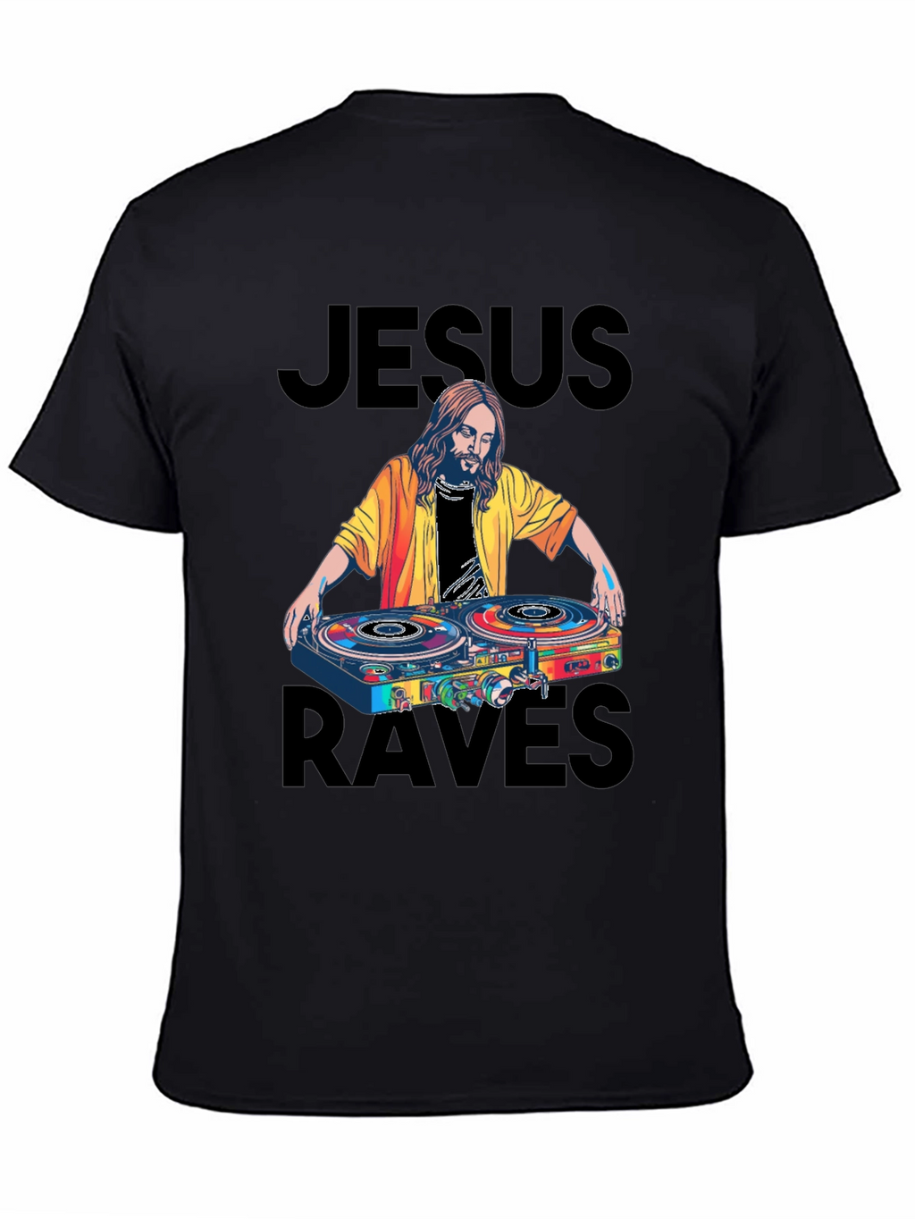 Jesus Raves Black Graphic Tee