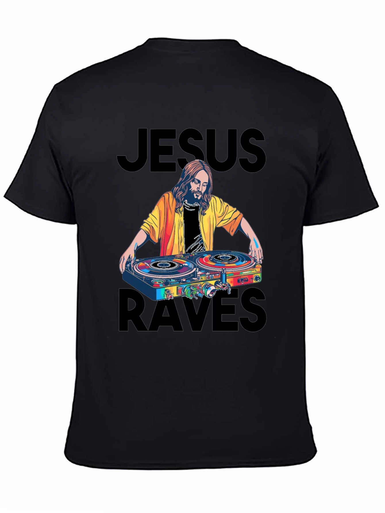 Jesus Raves Black Graphic Tee