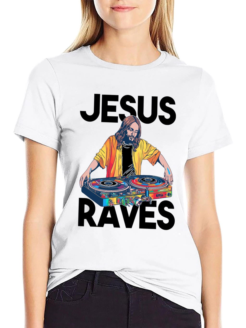 Jesus Raves Black Graphic Tee