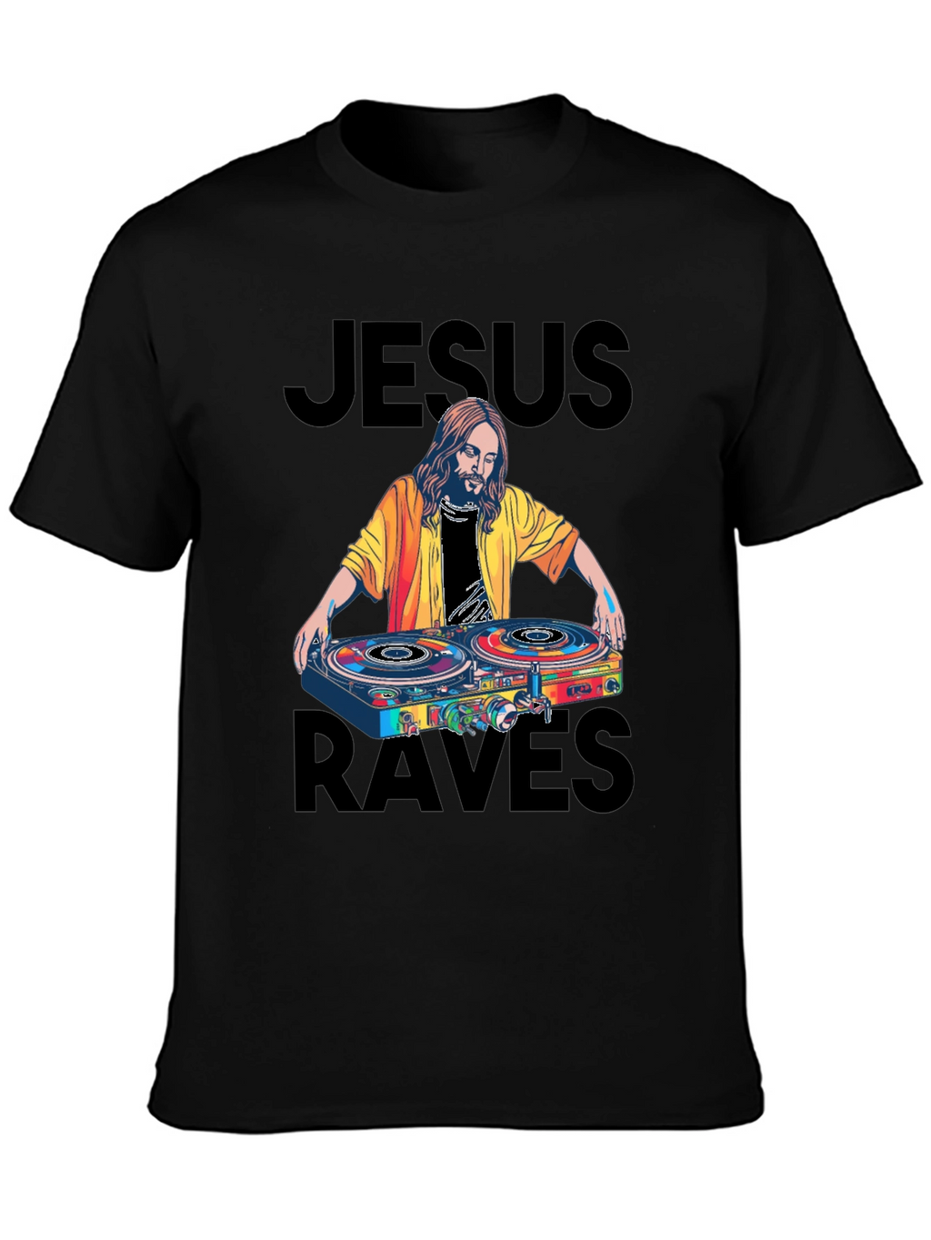 Jesus Raves Black Graphic Tee