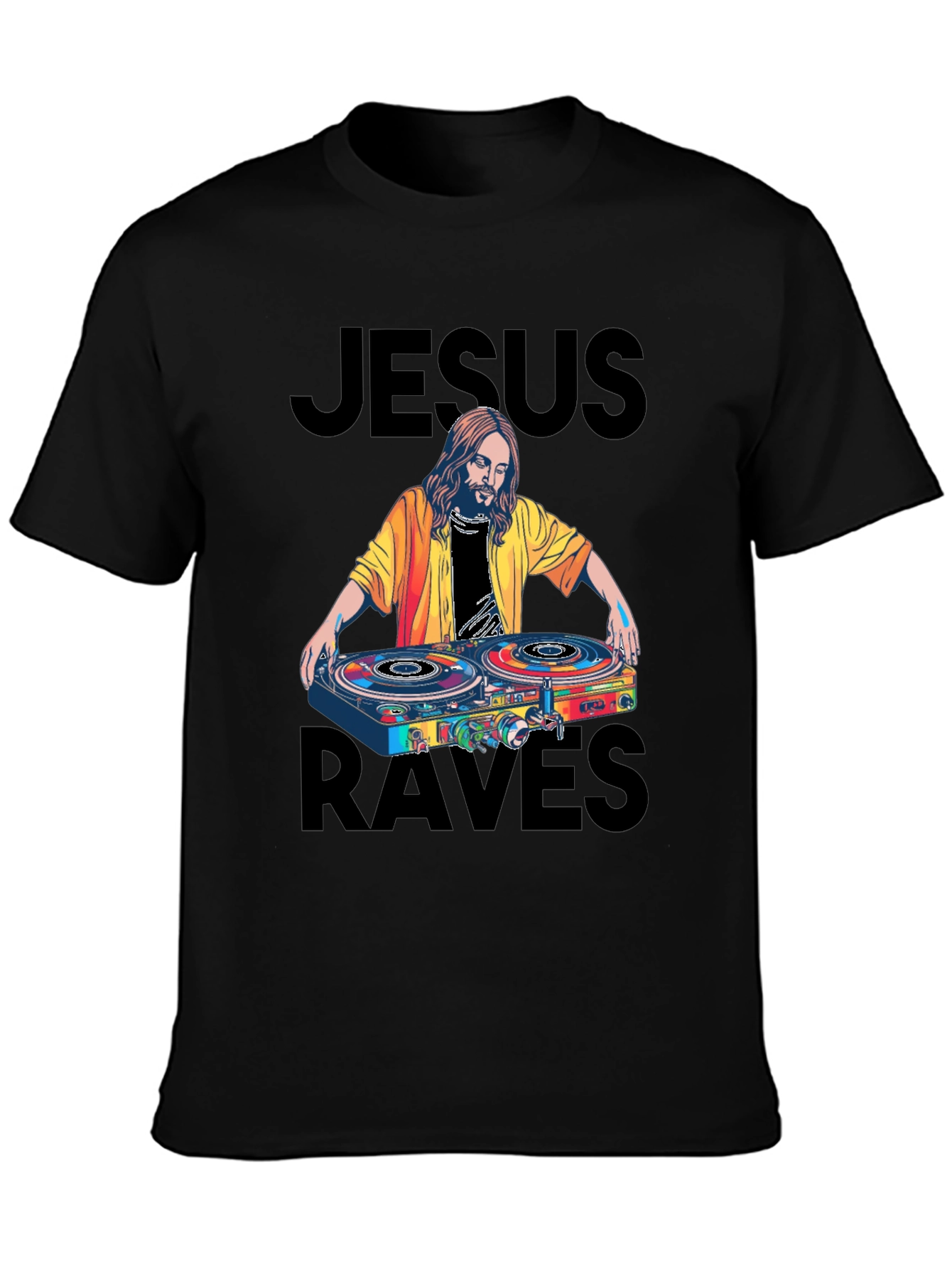 Jesus Raves Black Graphic Tee