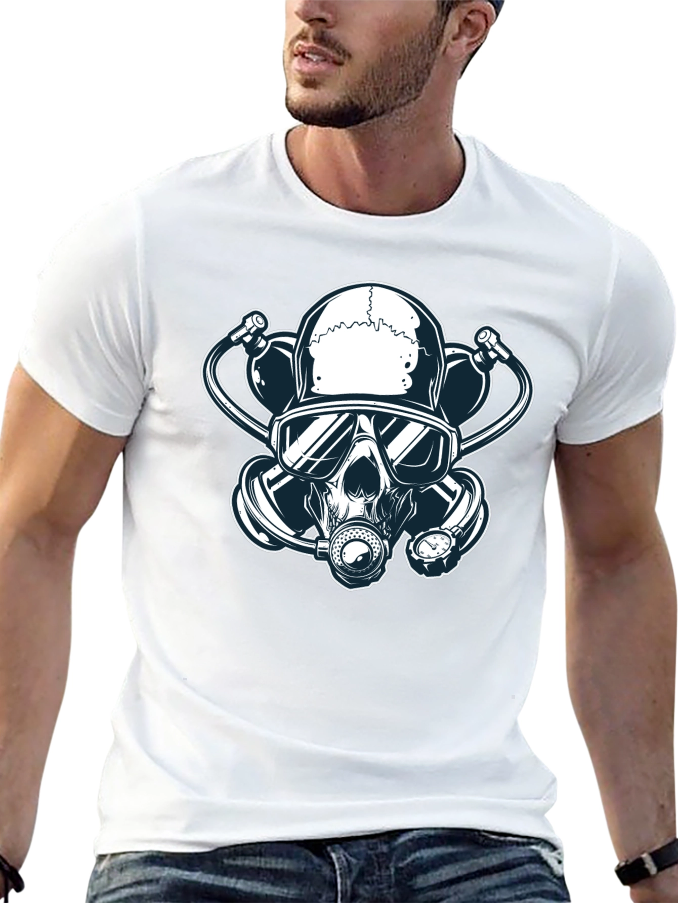 Skull Gas Mask Graphic T-Shirt - Edgy Streetwear