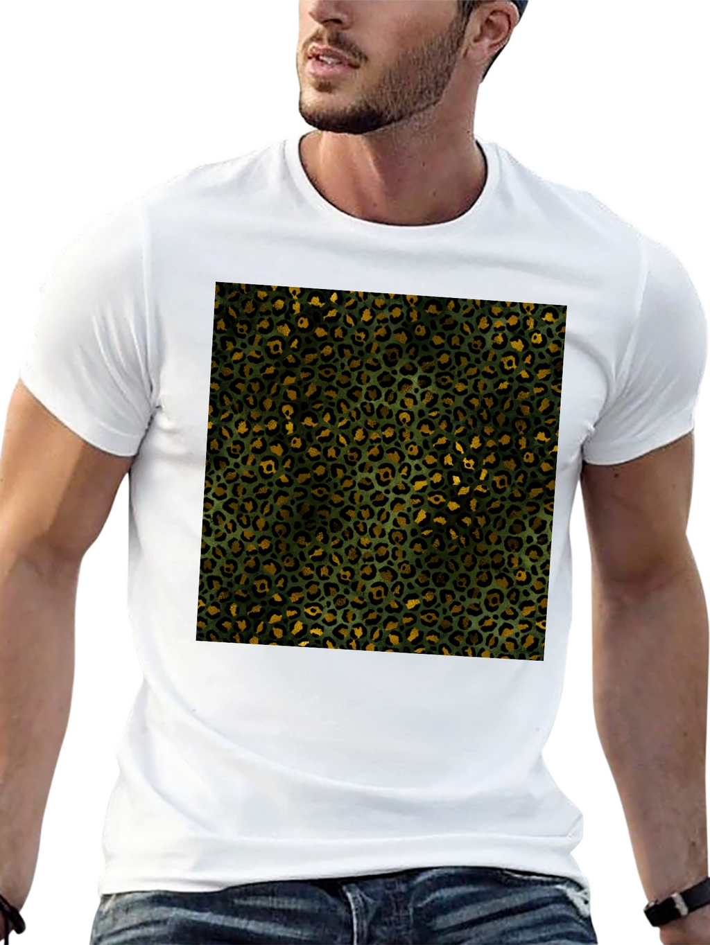 Leopard Print Tee - Mens Black Graphic T-Shirt