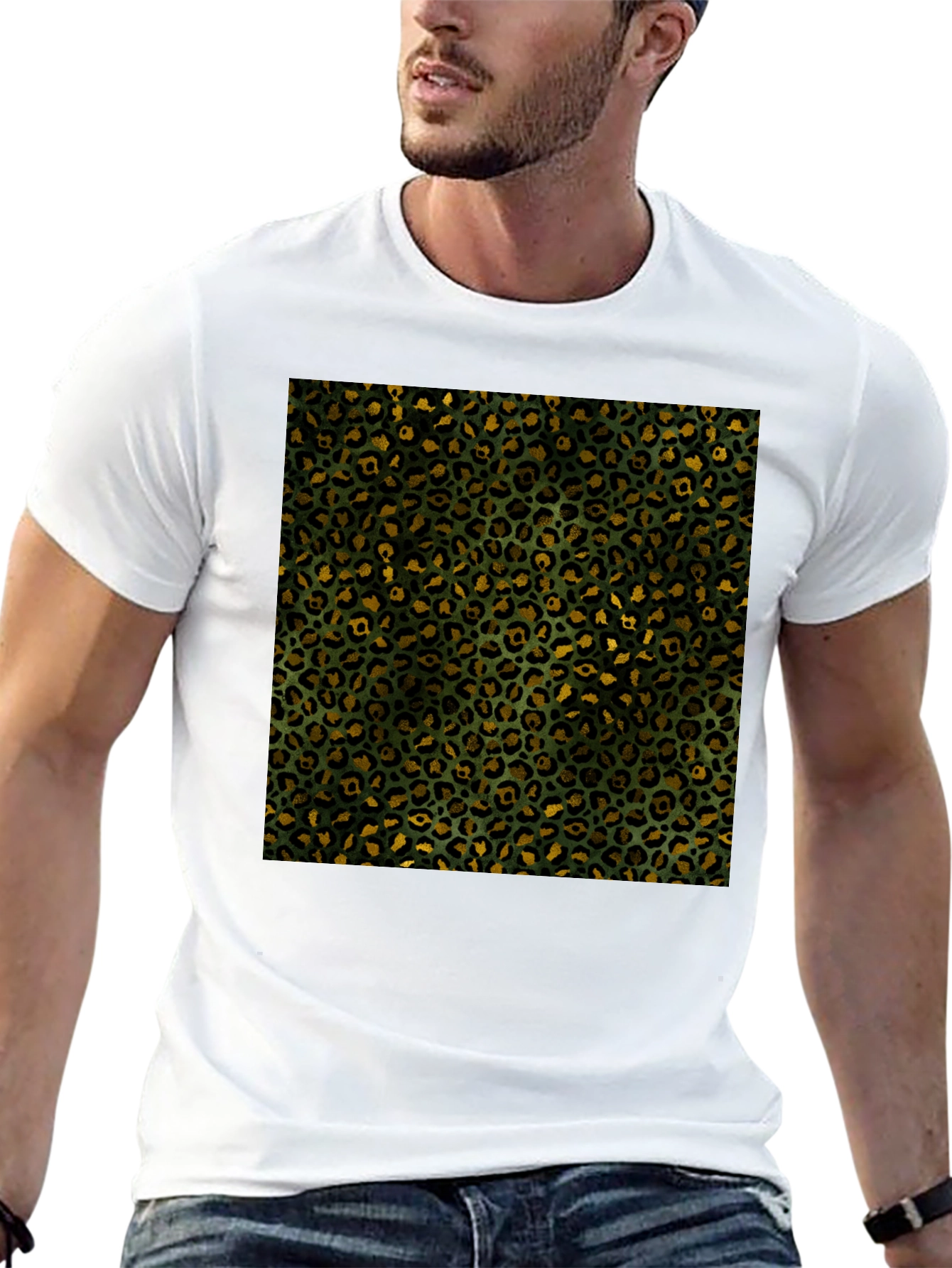 Leopard Print Tee - Mens Black Graphic T-Shirt