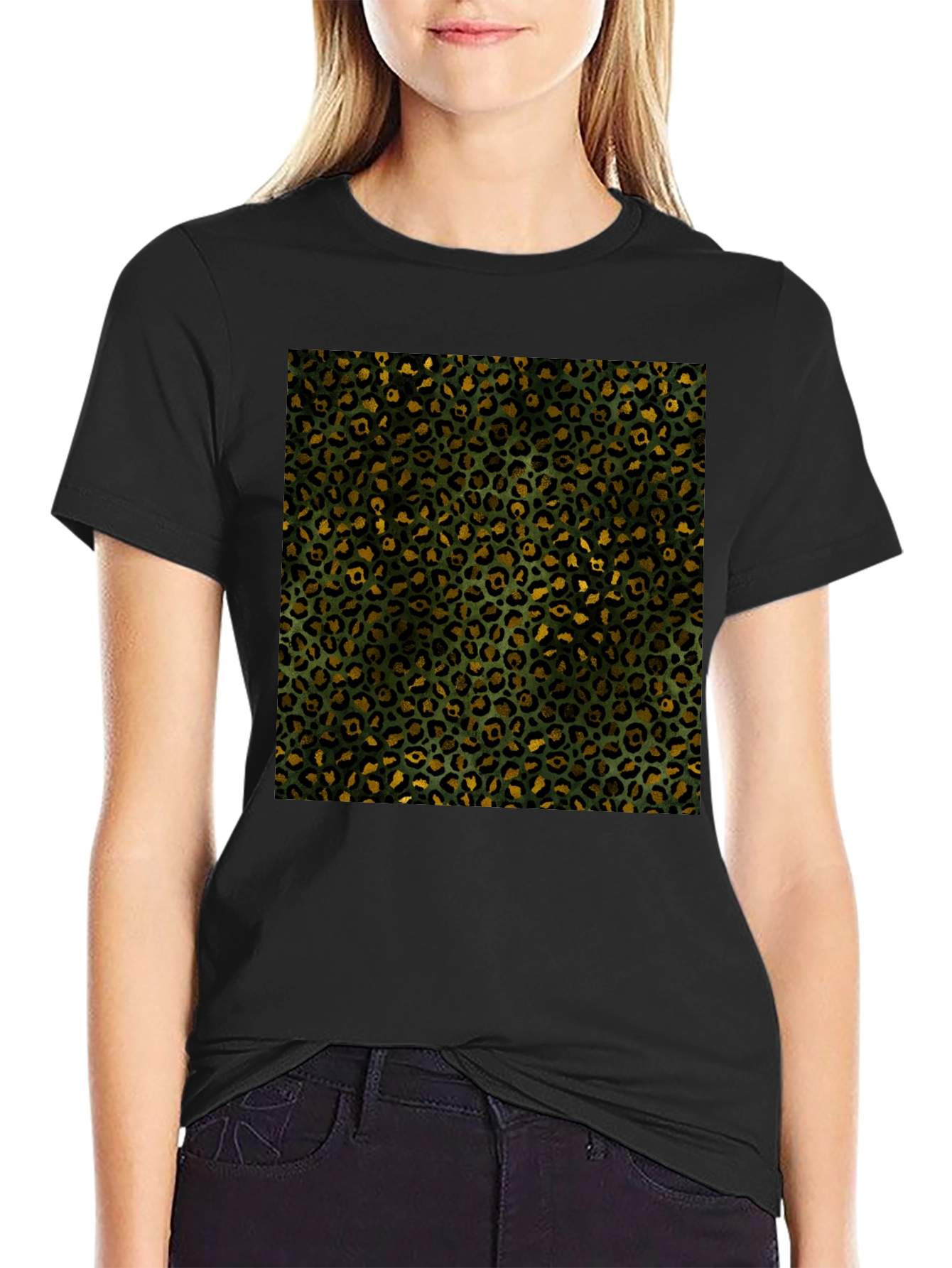 Leopard Print Tee - Mens Black Graphic T-Shirt