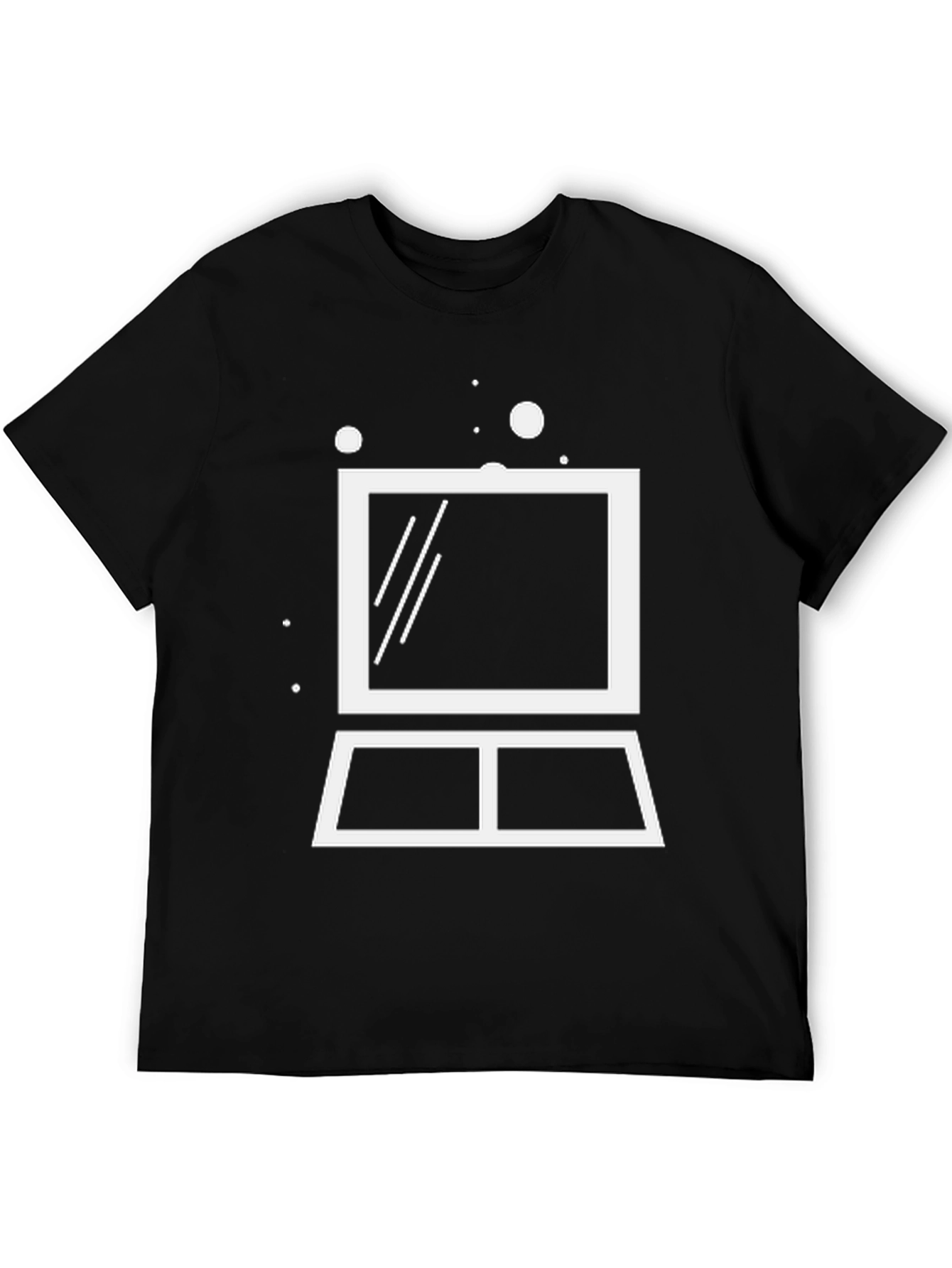 Minimalist Laptop Graphic Tee - Black Cotton Blend