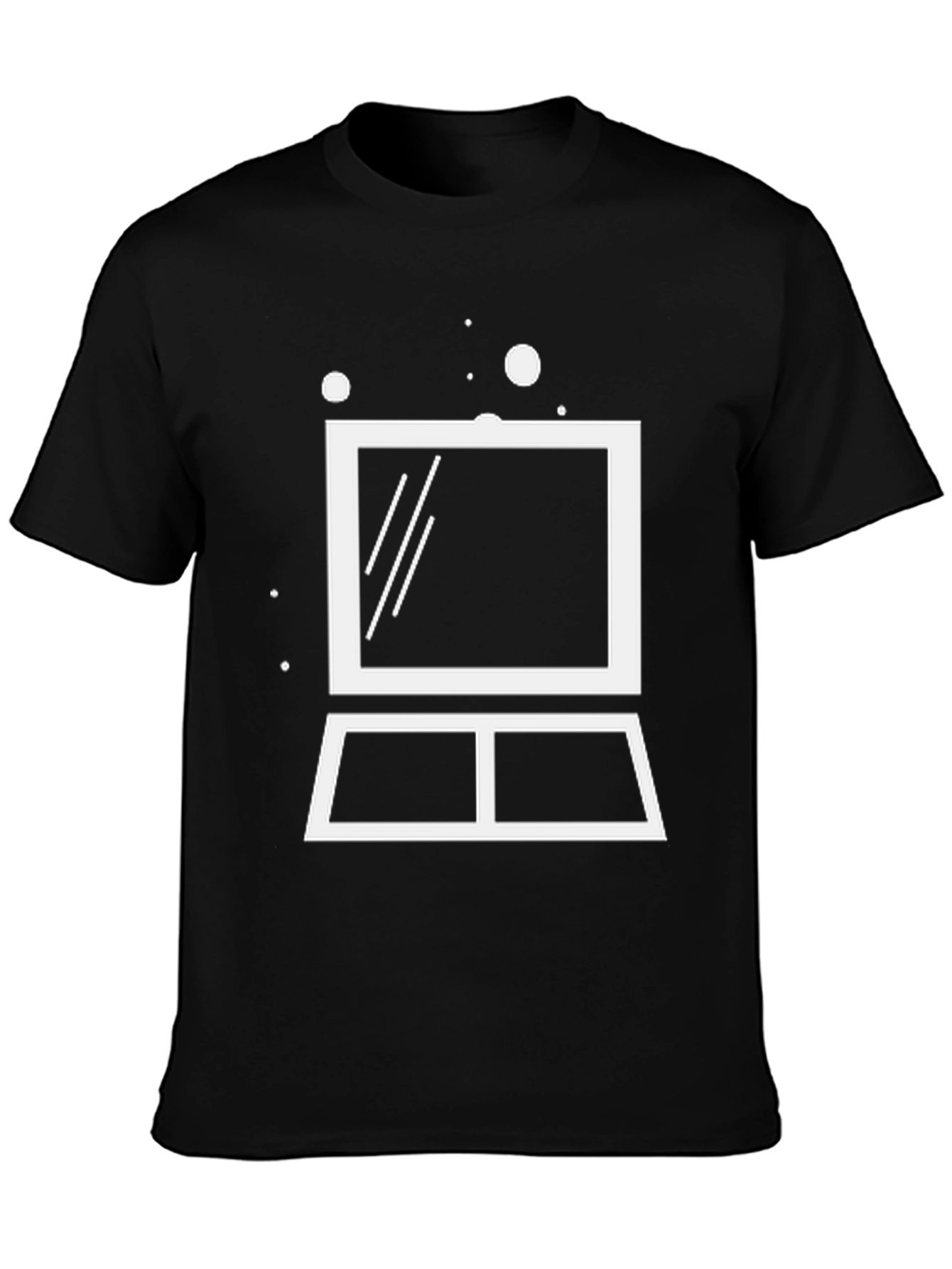 Minimalist Laptop Graphic Tee - Black Cotton Blend