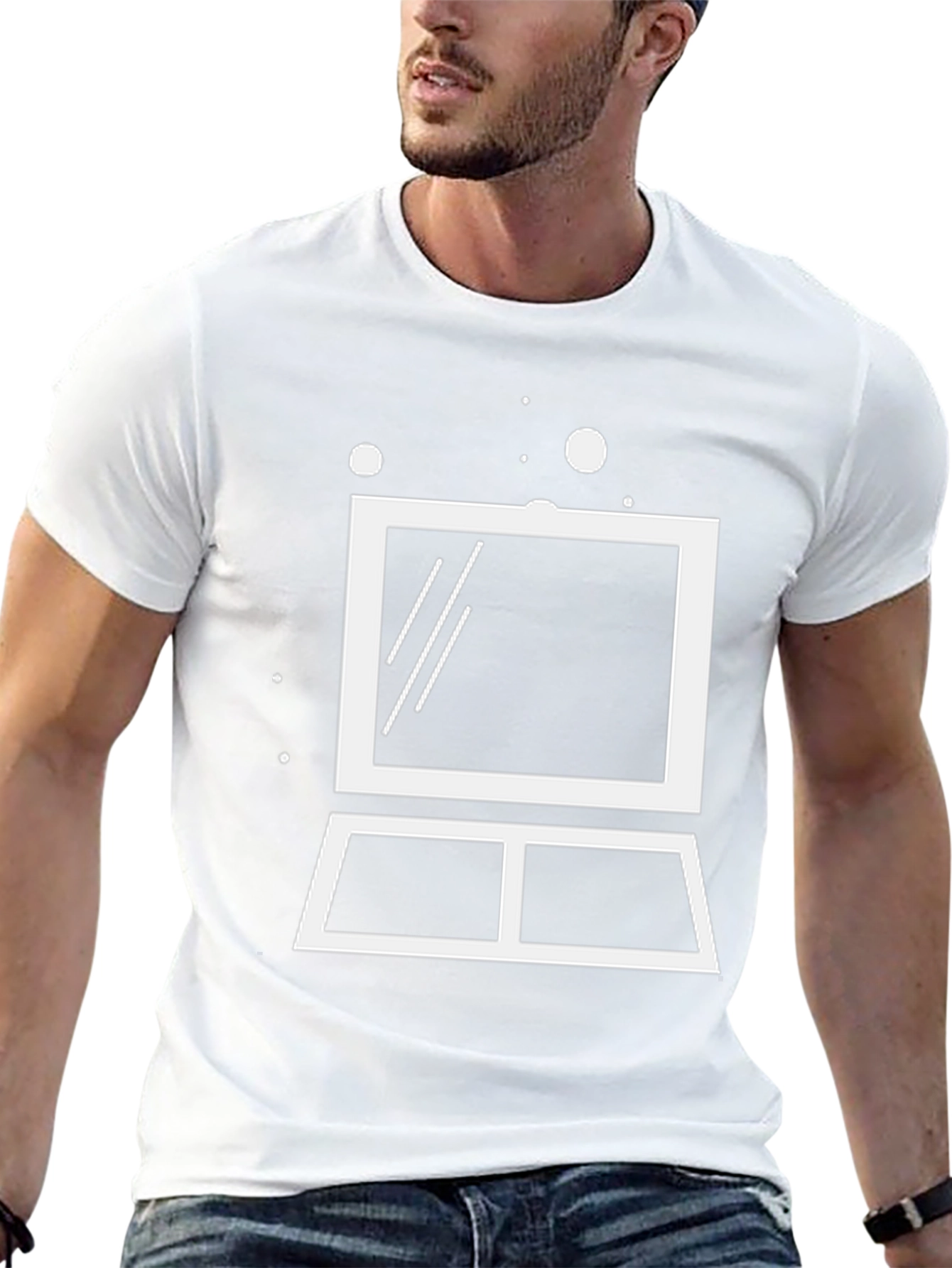 Minimalist Laptop Graphic Tee - Black Cotton Blend
