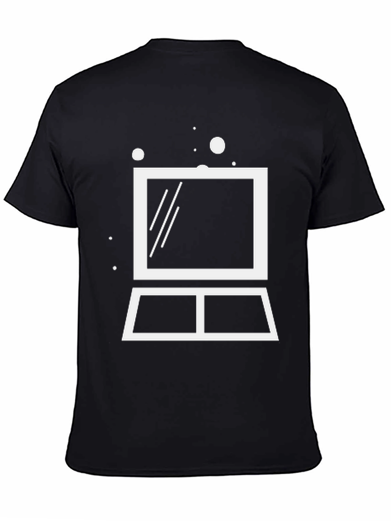 Minimalist Laptop Graphic Tee - Black Cotton Blend