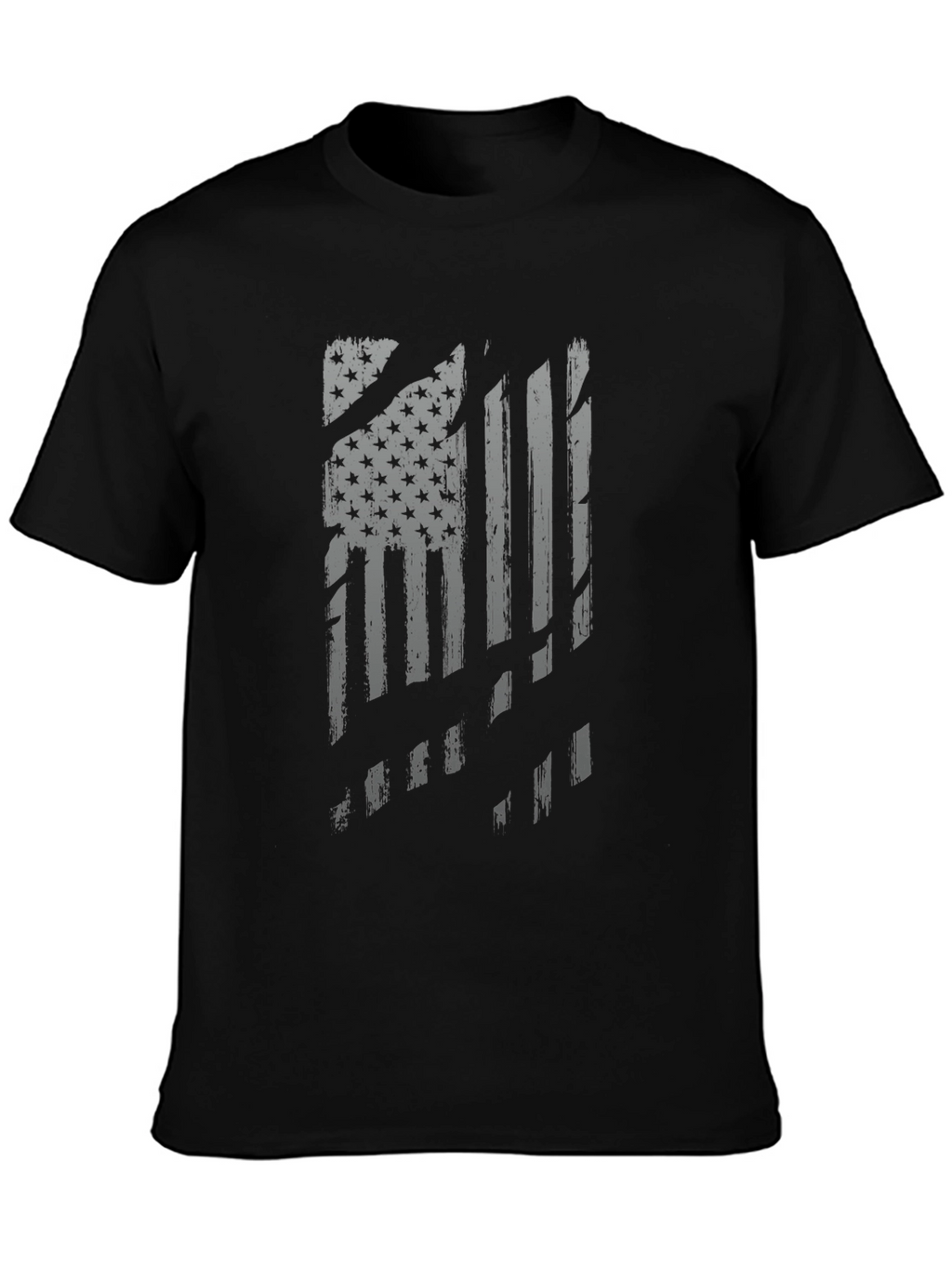 Distressed American Flag Graphic Tee - Black