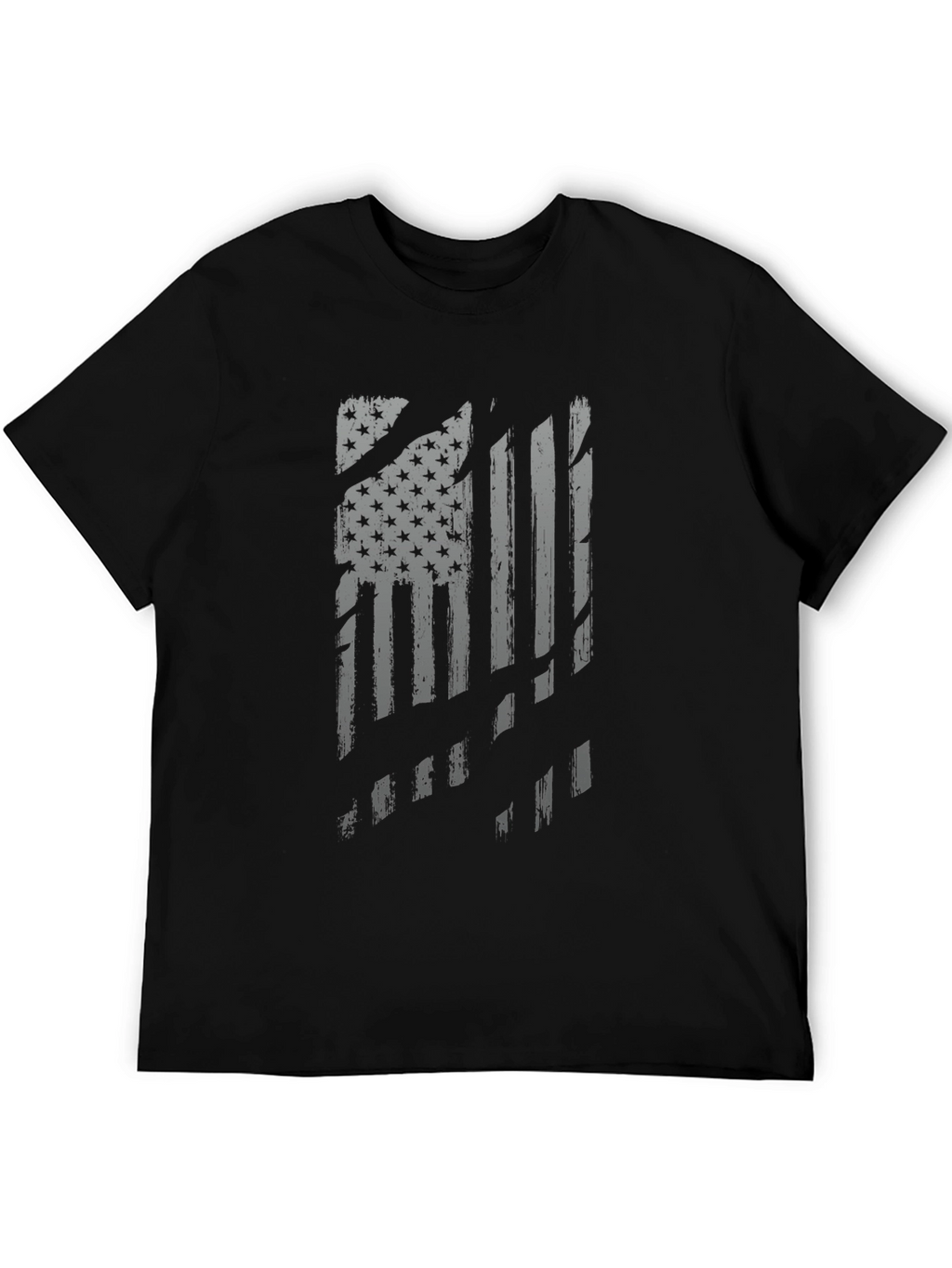 Distressed American Flag Graphic Tee - Black