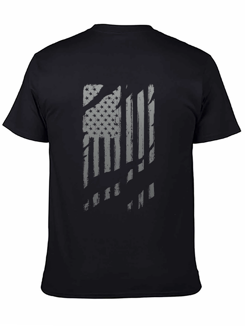 Distressed American Flag Graphic Tee - Black